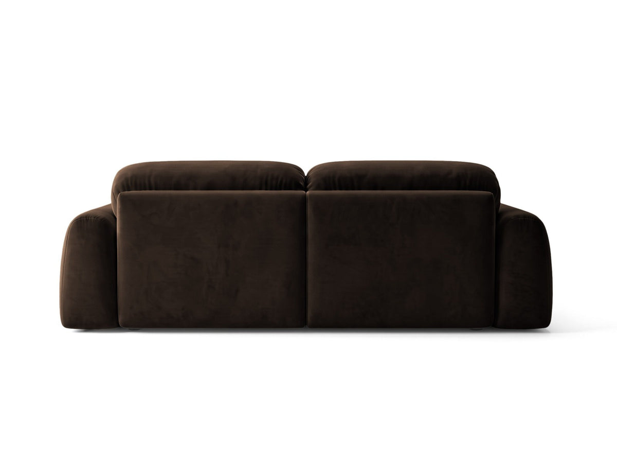 Ecksofa Milan rechts mit Récamiere, Bluvel-Bezug und schwarzen Kunststoffbeinen