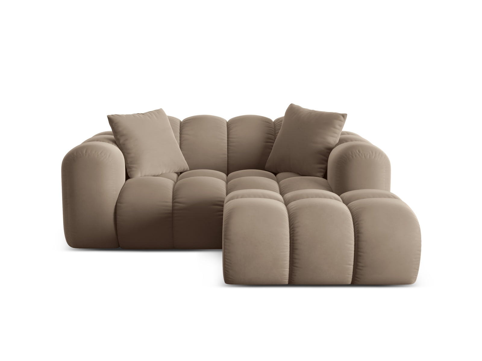 2-Sitzer Ecksofa rechts Treno in Cappuccino-Bluvel präsentiert im Onlineshop von KAQTU Design AG. Ecksofa rechts ist von Cosmopolitan Design