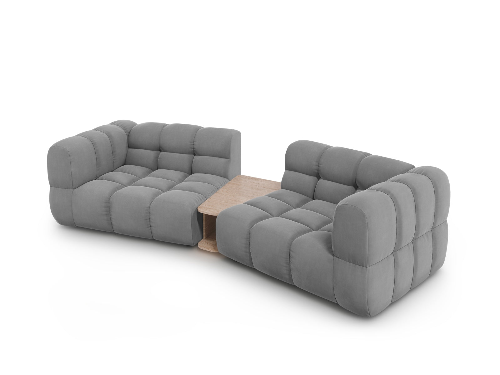Modulares 2-Sitzer Sofa in sanftem Hellgrau aus Sky Velour, ideal für stilvolle und flexible Wohnraumgestaltungen von Cosmopolitan Design.