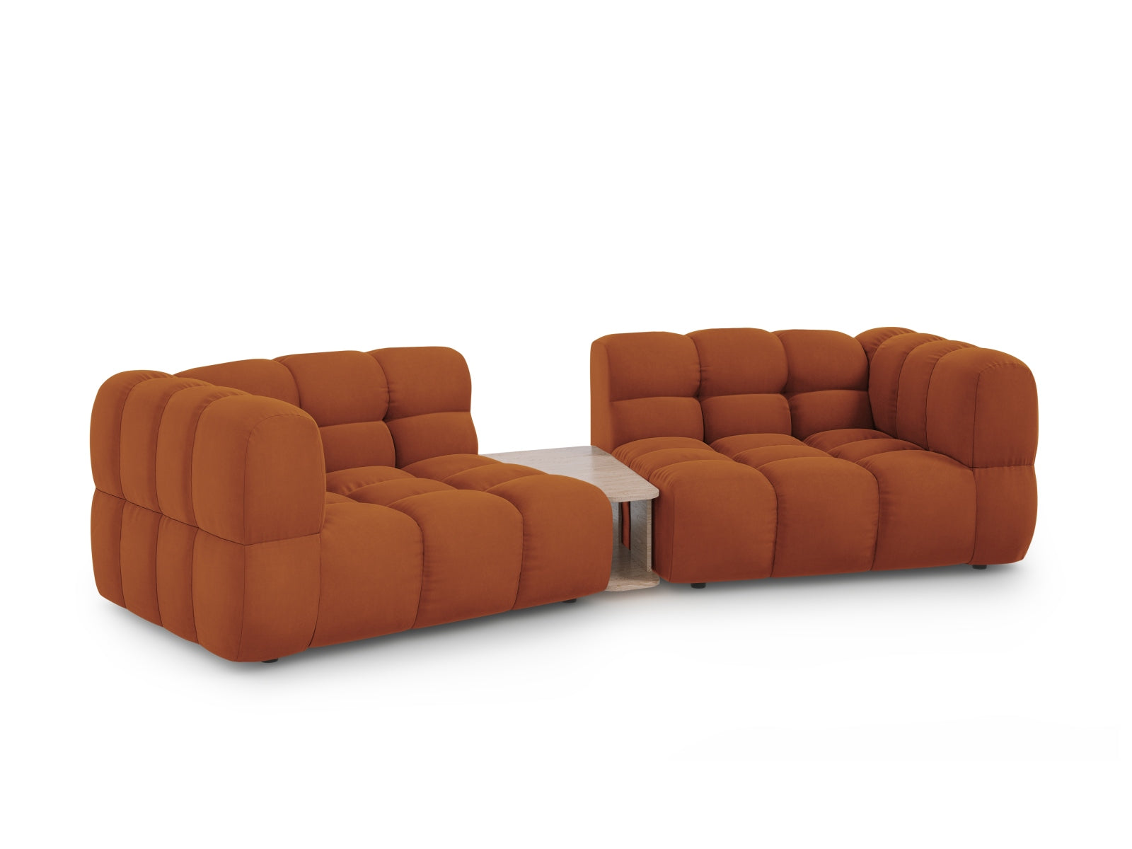 Elegantes Sky Velour 2-Sitzer Sofa in Terracotta, modulare Gestaltung für vielseitige Wohnräume, präsentiert von Cosmopolitan Design.