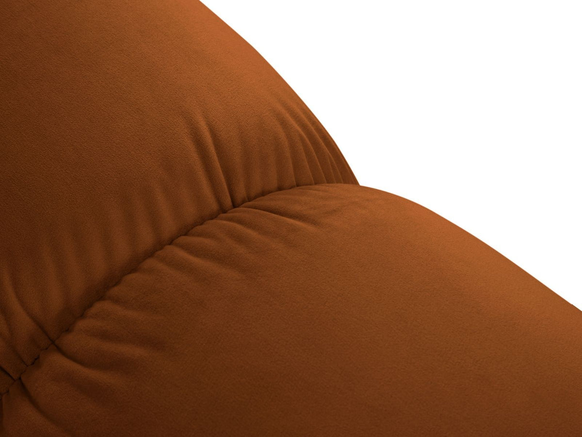 Modulares 3-Sitzer Sofa mit Samtbezug, Massivholzrahmen und schwarzen Kunststoffbeinen, Récamiere-Element, Grösse 188x188x70cm.