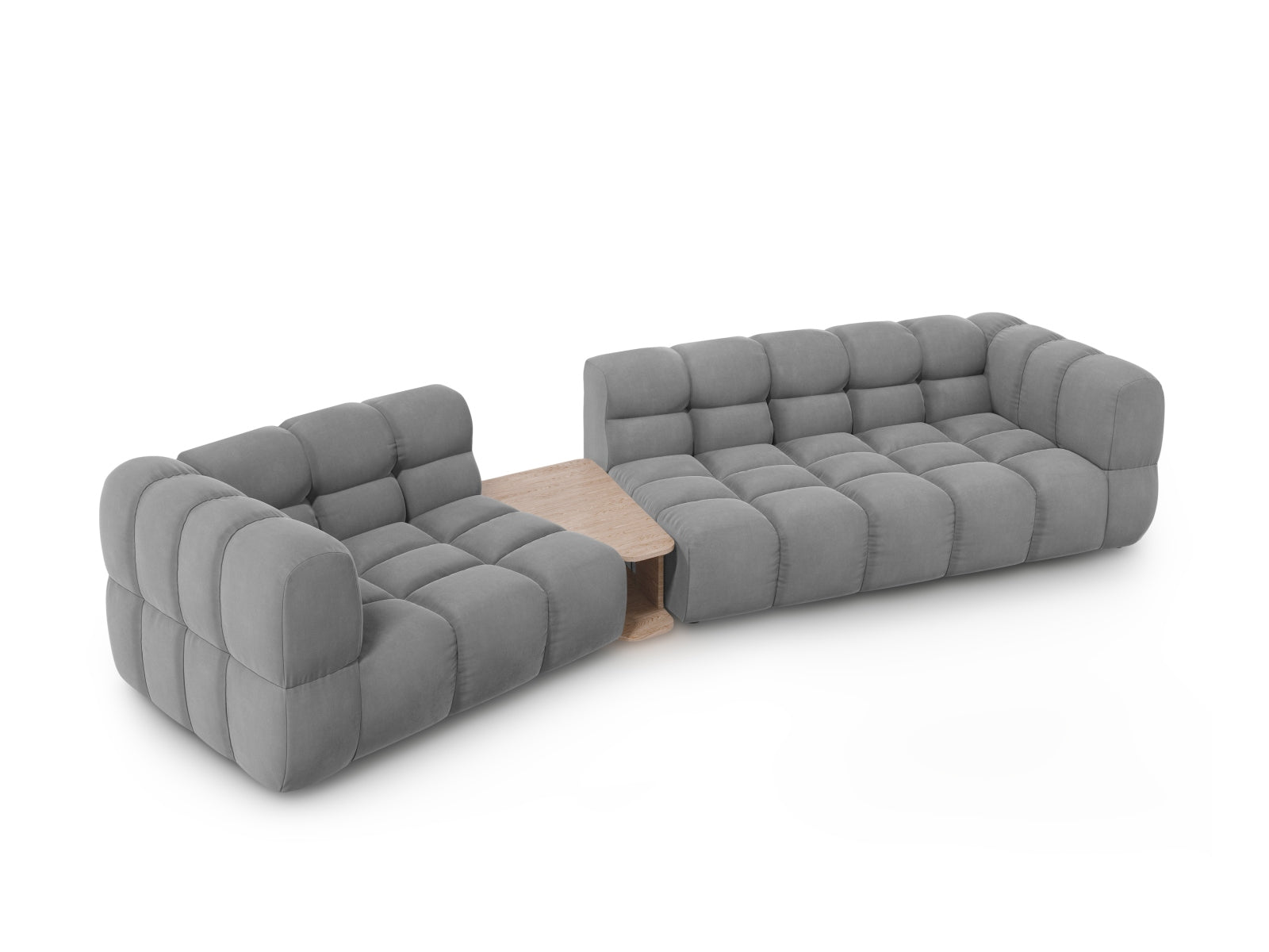 Modulares 3-Sitzer Sofa in sanftem Hellgrau aus Sky Velour, linksseitig, von Cosmopolitan Design – perfekt für moderne Wohnkonzepte.