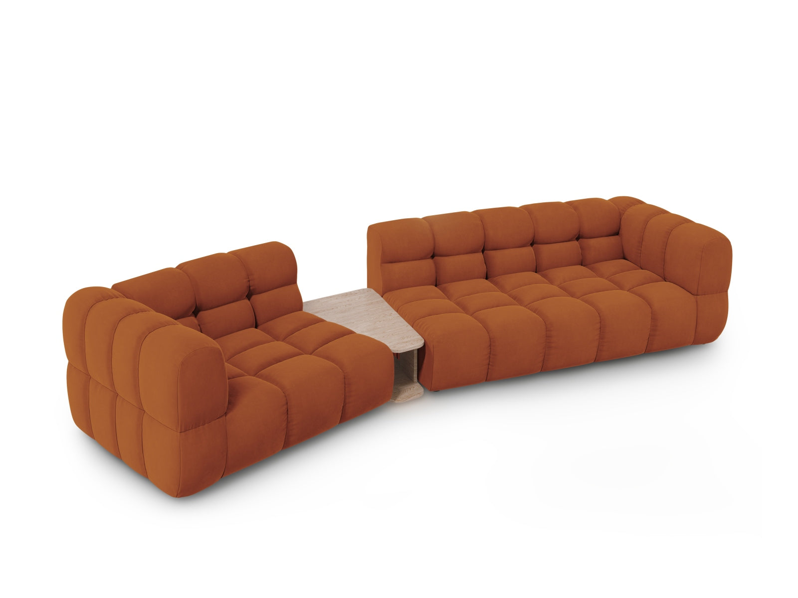 Modulares 3-Sitzer Sofa in sanftem Sky Velour, linksseitig, 148 cm, perfekt für moderne und gemütliche Wohnkonzepte von Cosmopolitan Design.