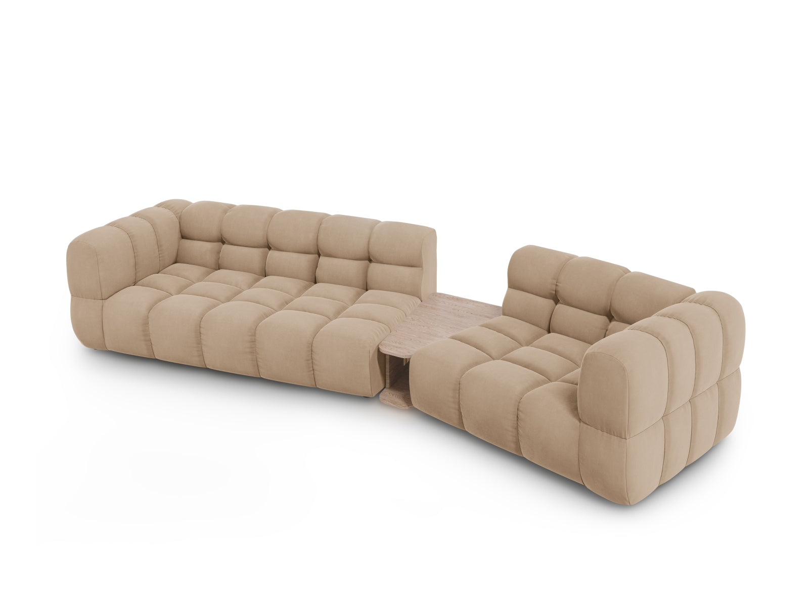 Modulares 3-Sitzer Sofa in Sky Velour, rechte Ausführung, 148 cm, ideal für moderne Wohnkonzepte von Cosmopolitan Design.