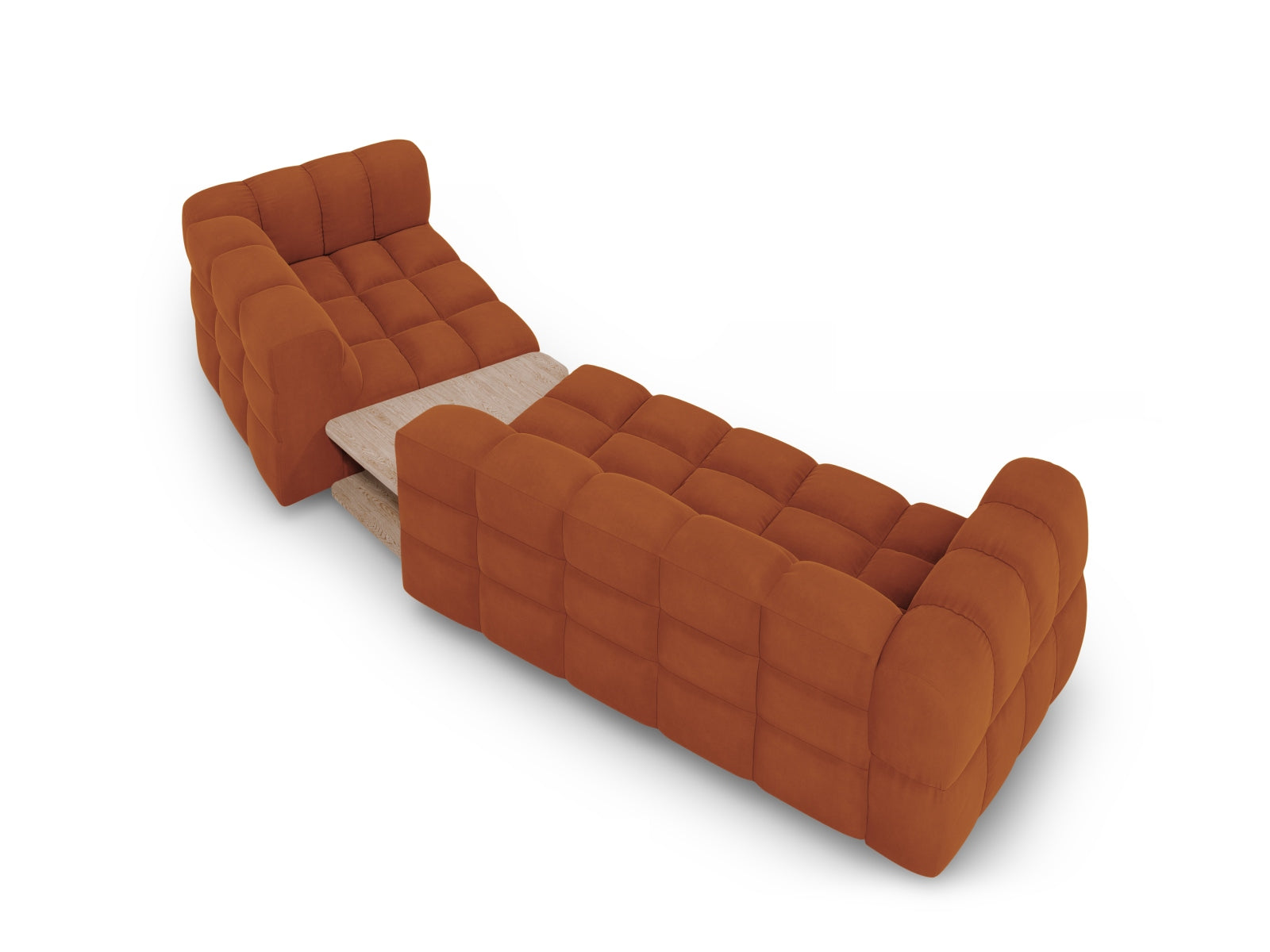 Elegantes modulares Sofa in Sky Velour, rechte Variante, 148 cm, ideal für stilvolle Wohnräume und gemütliche Entspannung.