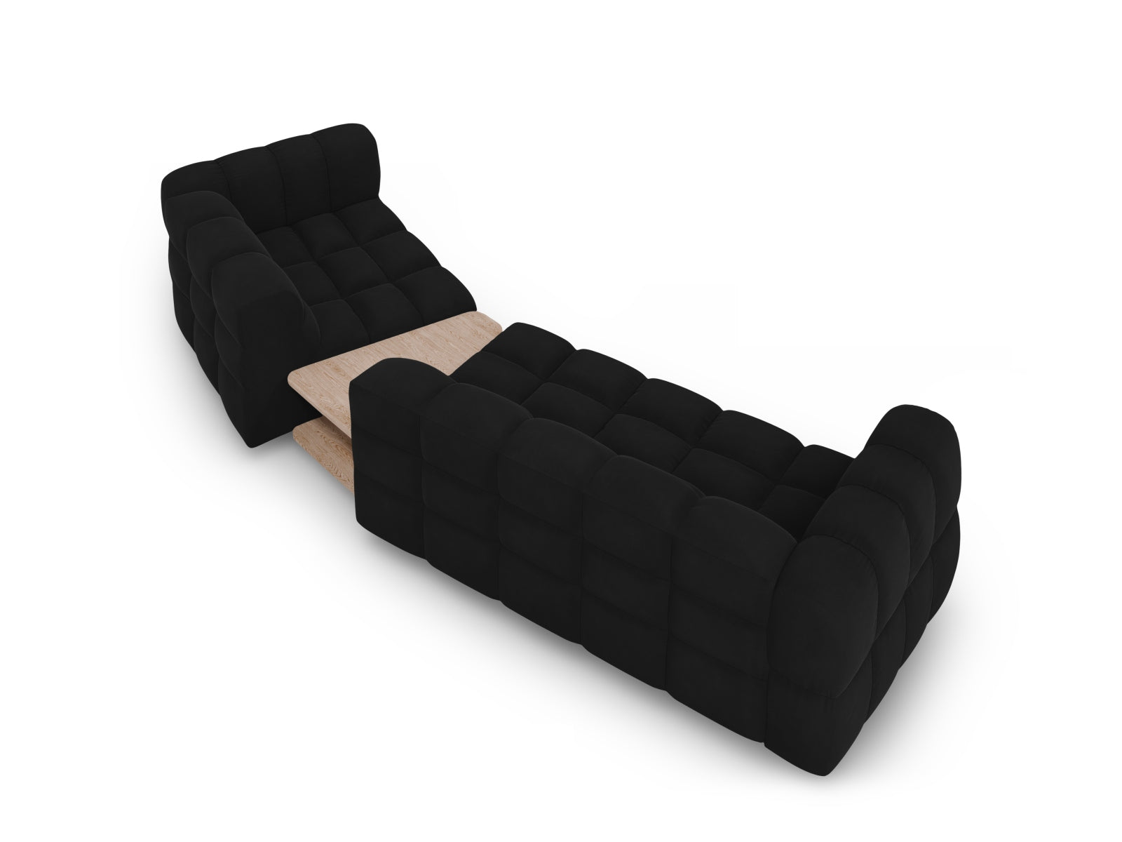 Elegantes modulares Sofa in luxuriösem Sky Velour, 3-Sitzer, rechte Variante, perfekt für stilvolle Wohnräume von Cosmopolitan Design.