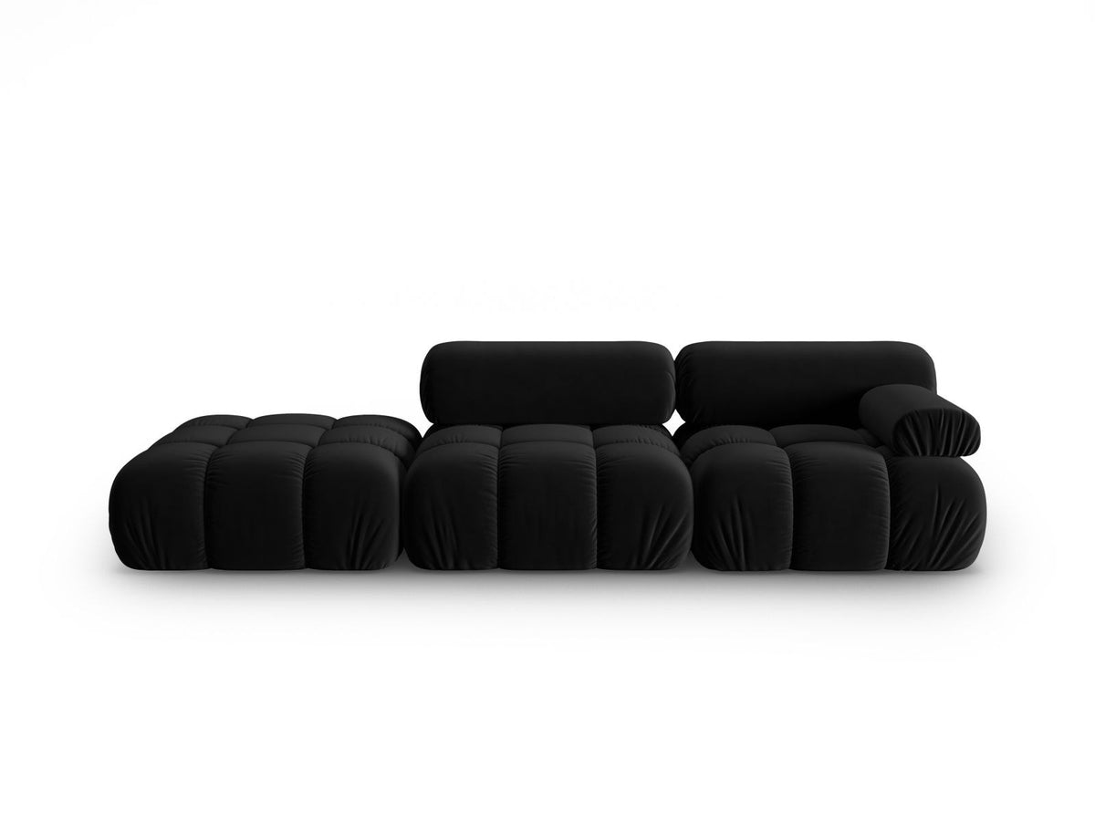 Cortina Samt-Modulsofa links 4-Sitzer 94cm von Cosmopolitan Design in Pink-Bluvel mit Massivholzrahmen und schwarzen Kunststoffbeinen.