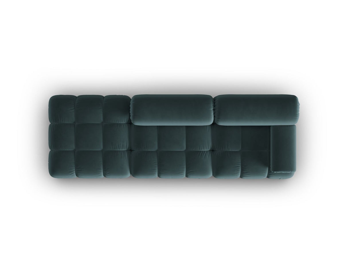 Cortina Samt-Modulsofa links 4-Sitzer 94cm von Cosmopolitan Design in Pink-Bluvel mit Massivholzrahmen und schwarzen Kunststoffbeinen.