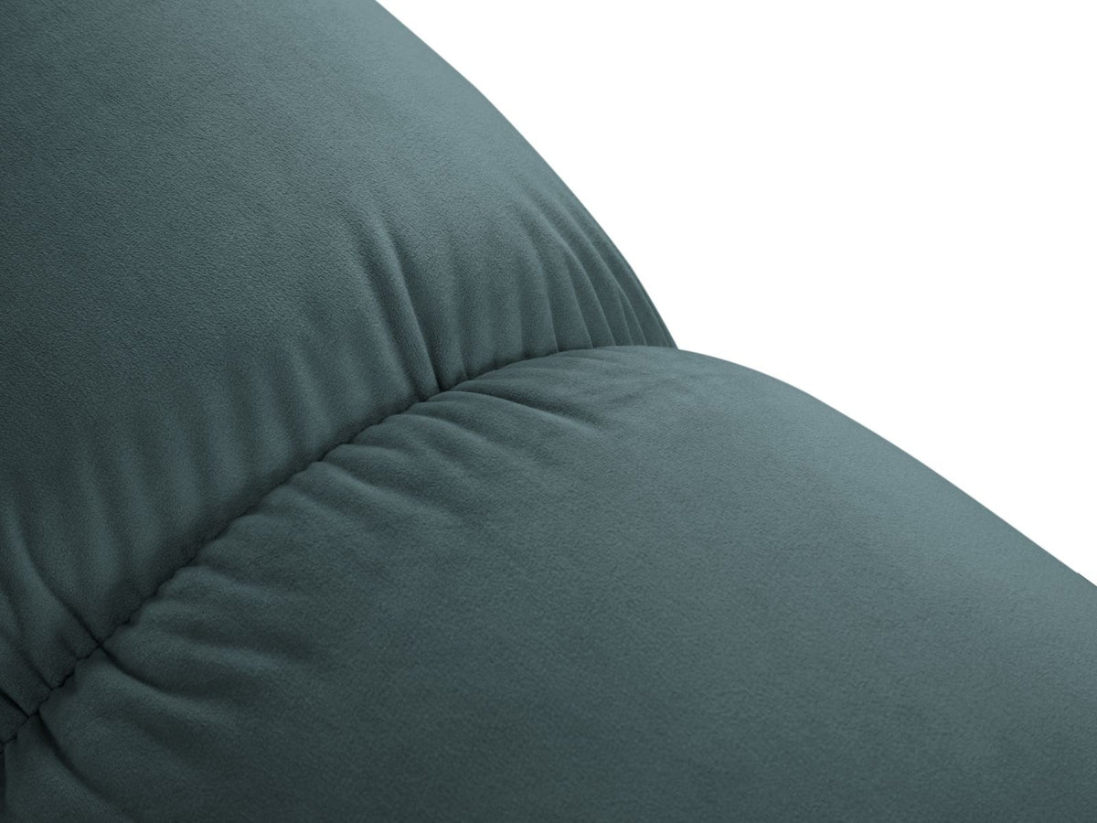 Cortina Samt-Modulsofa 4-Sitzer in Pink mit Massivholzrahmen und schwarzen Kunststoffbeinen, modular aufgebaut, rechte Ausführung.