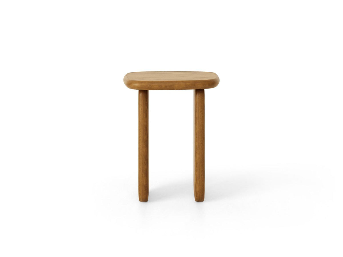 Sora Couchtisch aus Hartholz mit Eichenfurnier in Black Oak-Wood, mit Holzbeinen, kompakte Masse 37x32x50cm, moderner urbaner Stil.