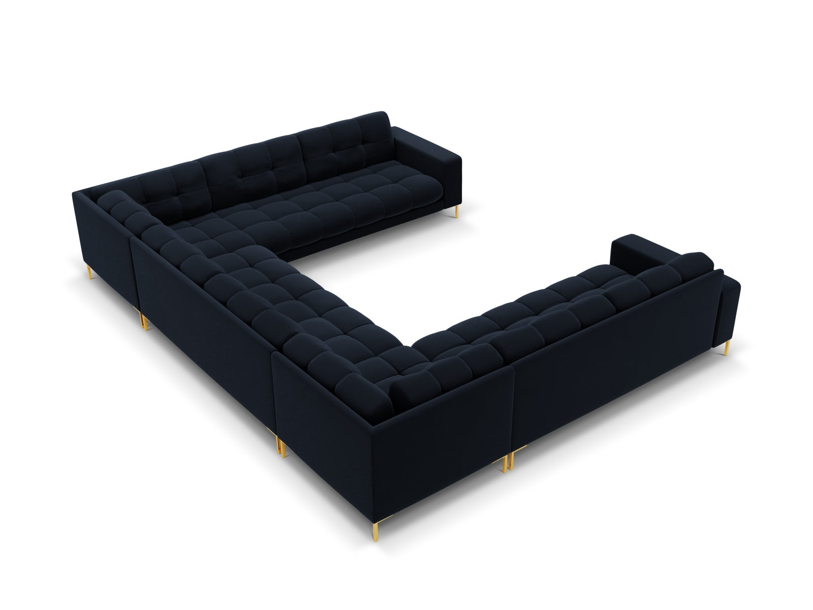 9-Sitzer Panoramic Sofa Bali in Dark Blue-Bluvel präsentiert im Onlineshop von KAQTU Design AG. Ecksofa ist von Cosmopolitan Design