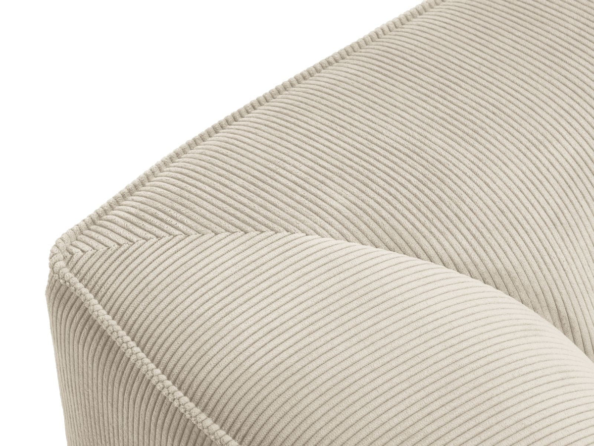 Cosmopolitan Design Siena Panorama-Ecksofa links, 7-Sitzer in Light Beige-Scala Cordstoff mit Massivholzrahmen und Kunststoffbeinen.