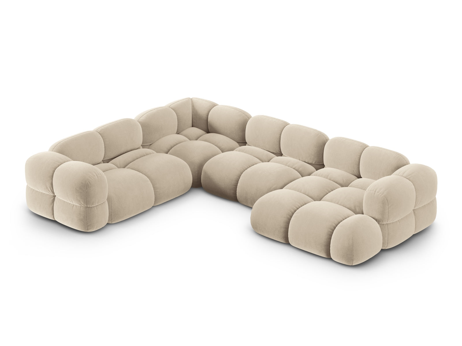 Loretto Velour Panoramic Ecksofa links 5 Sitzer 250cm in Light Beige-Vogue präsentiert im Onlineshop von KAQTU Design AG. Ecksofa links ist von Cosmopolitan Design
