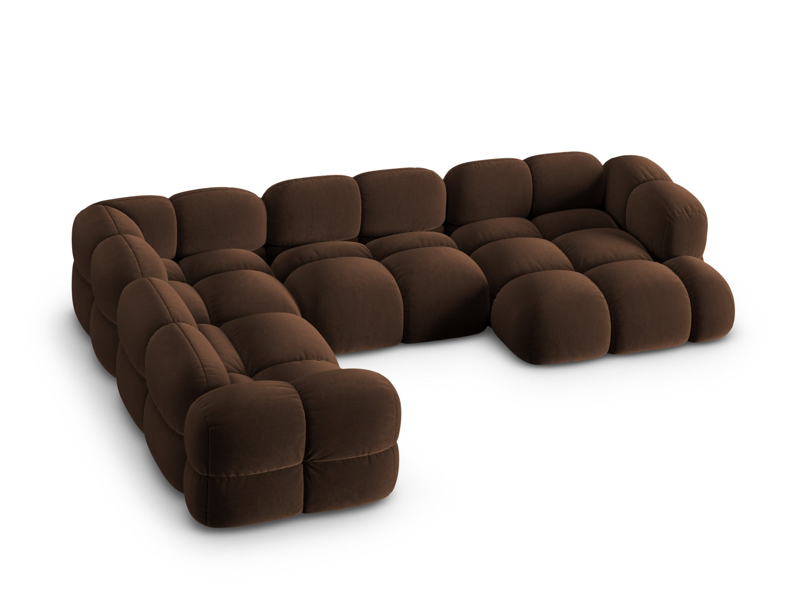 Erleben Sie das Loretto Velour Panoramic Ecksofa links 5 Sitzer 250cm von Cosmopolitan Design – ein elegantes Möbelstück, das Komfort und Stil vereint.