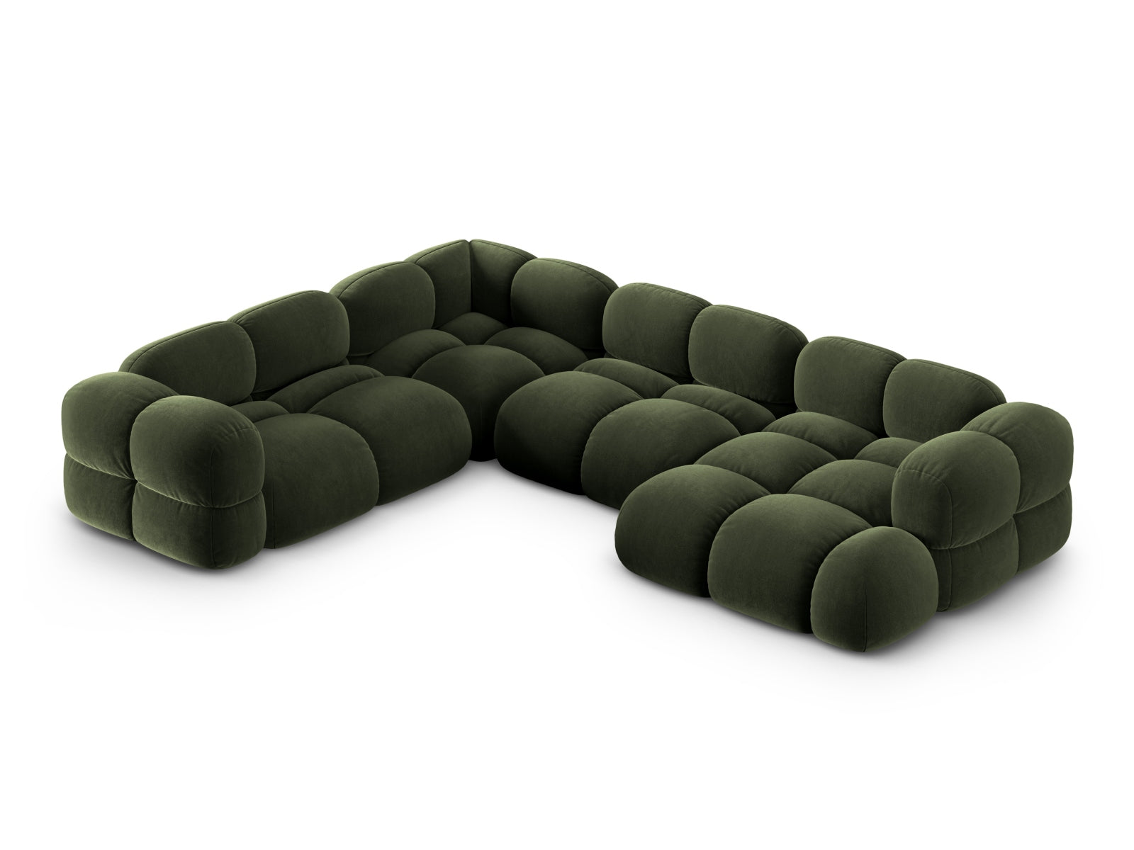 Loretto Velour Panoramic Ecksofa links 5 Sitzer 250cm in Green präsentiert im Onlineshop von KAQTU Design AG. Ecksofa links ist von Cosmopolitan Design