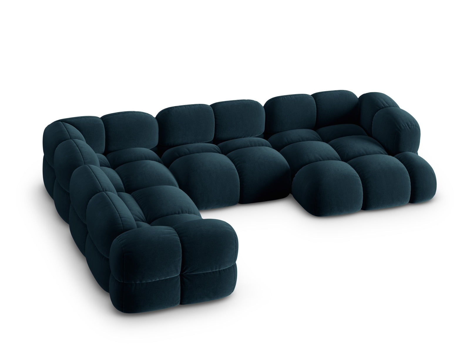 Erleben Sie das Loretto Velour Panoramic Ecksofa links 5 Sitzer 250cm von Cosmopolitan Design – ein elegantes Möbelstück, das Komfort und Stil vereint.