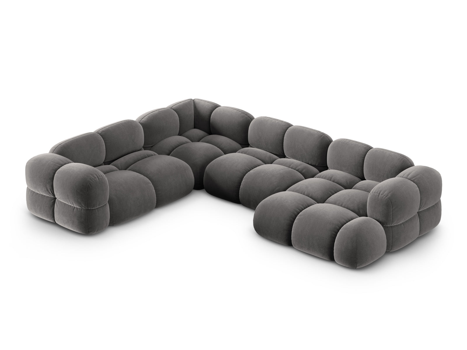 Loretto Velour Panoramic Ecksofa links 5 Sitzer 250cm in Grey präsentiert im Onlineshop von KAQTU Design AG. Ecksofa links ist von Cosmopolitan Design