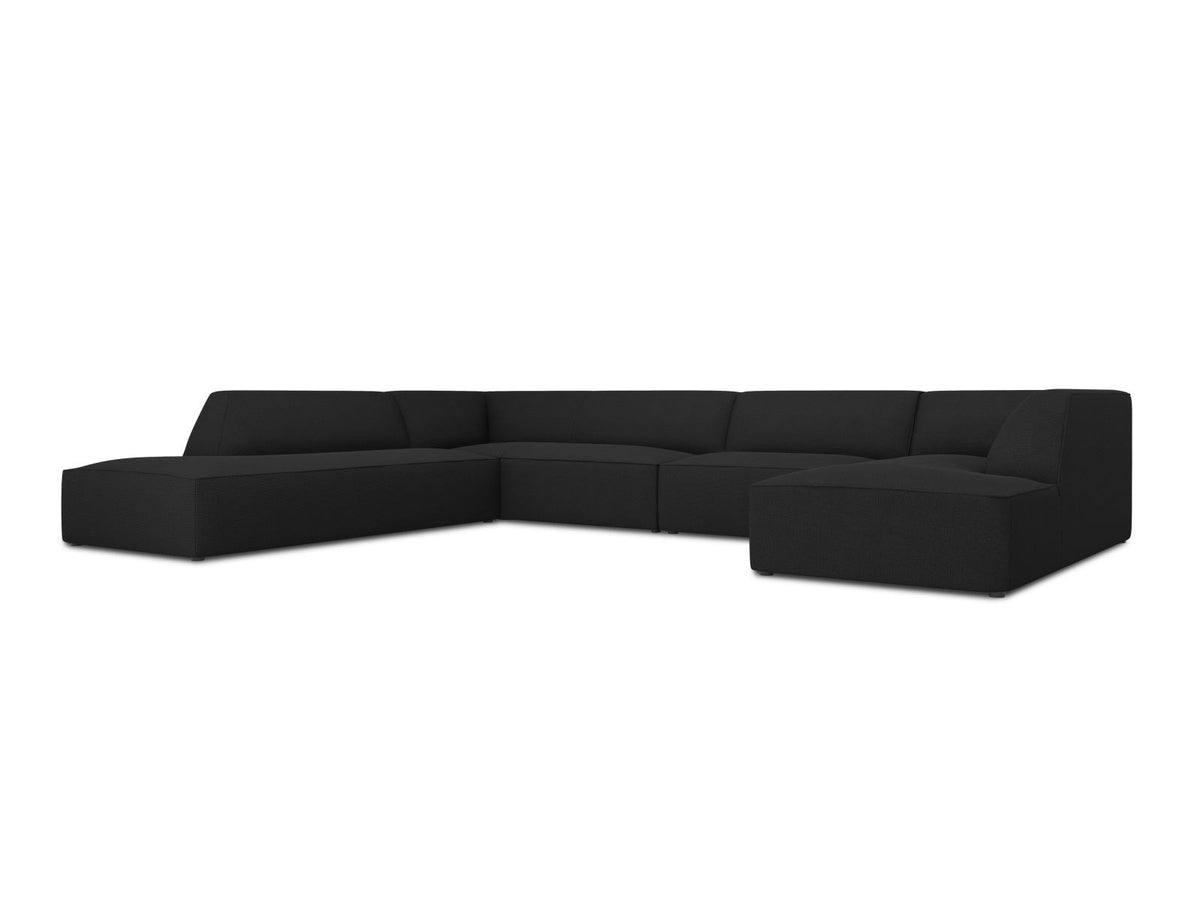Cosmopolitan Design Siena Panorama-Ecksofa links, 7-Sitzer in Light Beige-Scala Cordstoff mit Massivholzrahmen und Kunststoffbeinen.