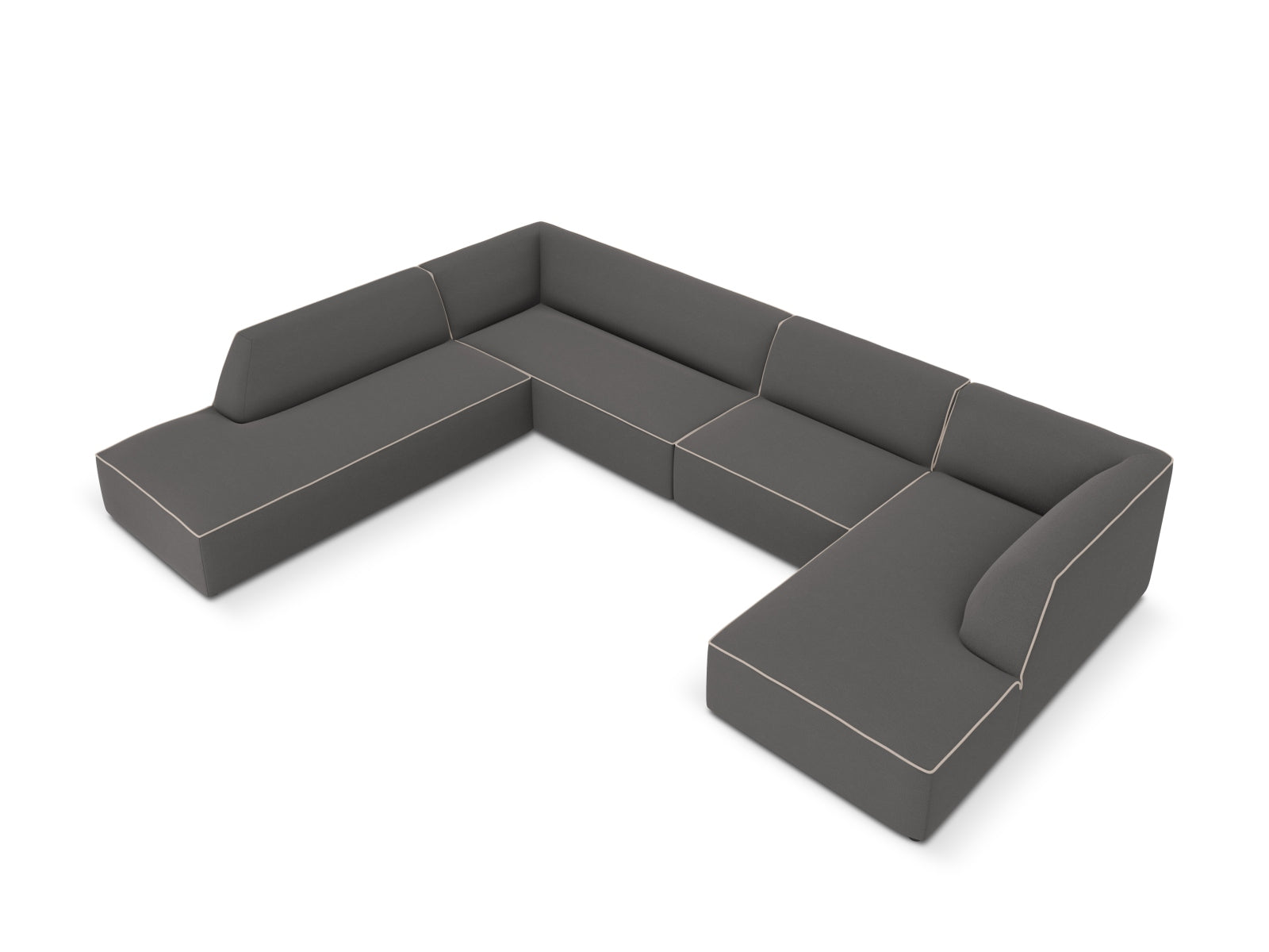 Oslo Panoramic Ecksofa links 7 Sitzer in Grey, Grey Beige Melange präsentiert im Onlineshop von KAQTU Design AG. Ecksofa links ist von Cosmopolitan Design