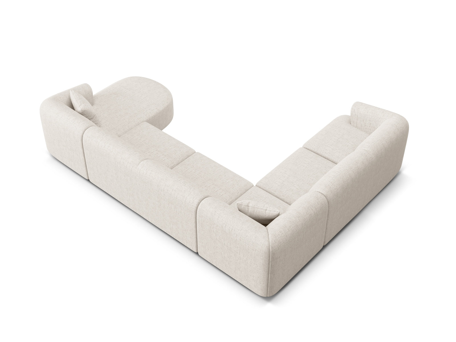 Entdecken Sie das Campi Modular Panoramic Ecksofa links von Cosmopolitan Design – ein elegantes 7-Sitzer Sofa, das modernen Komfort und stilvolles Design vereint.