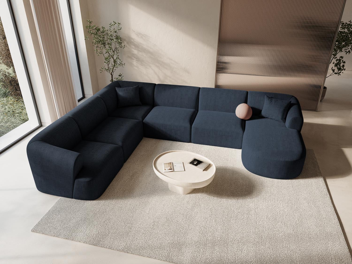 Erleben Sie das Campi Modular Panoramic Ecksofa links von Cosmopolitan Design – ein stilvolles 7-Sitzer Sofa, das modernen Komfort und Eleganz perfekt kombiniert.