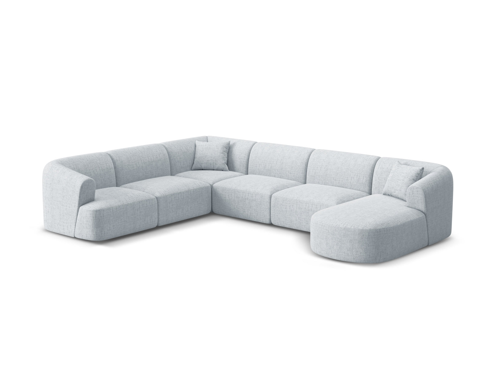 Entdecken Sie das Campi Modular Panoramic Ecksofa links von Cosmopolitan Design – ein elegantes 7-Sitzer Sofa, das modernen Stil und höchsten Komfort vereint.