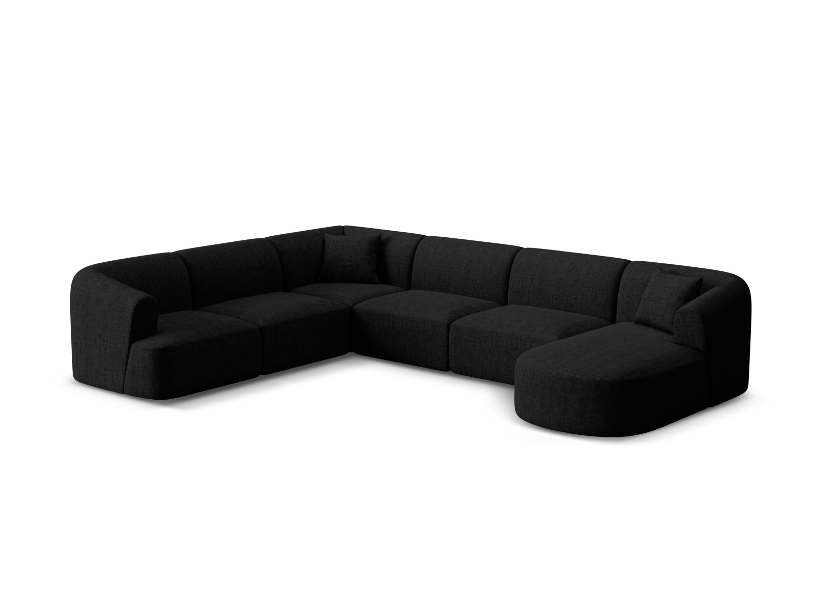 Entdecken Sie das Campi Modular Panoramic Ecksofa links von Cosmopolitan Design – ein elegantes 7-Sitzer Sofa, das modernen Stil und höchsten Komfort vereint.