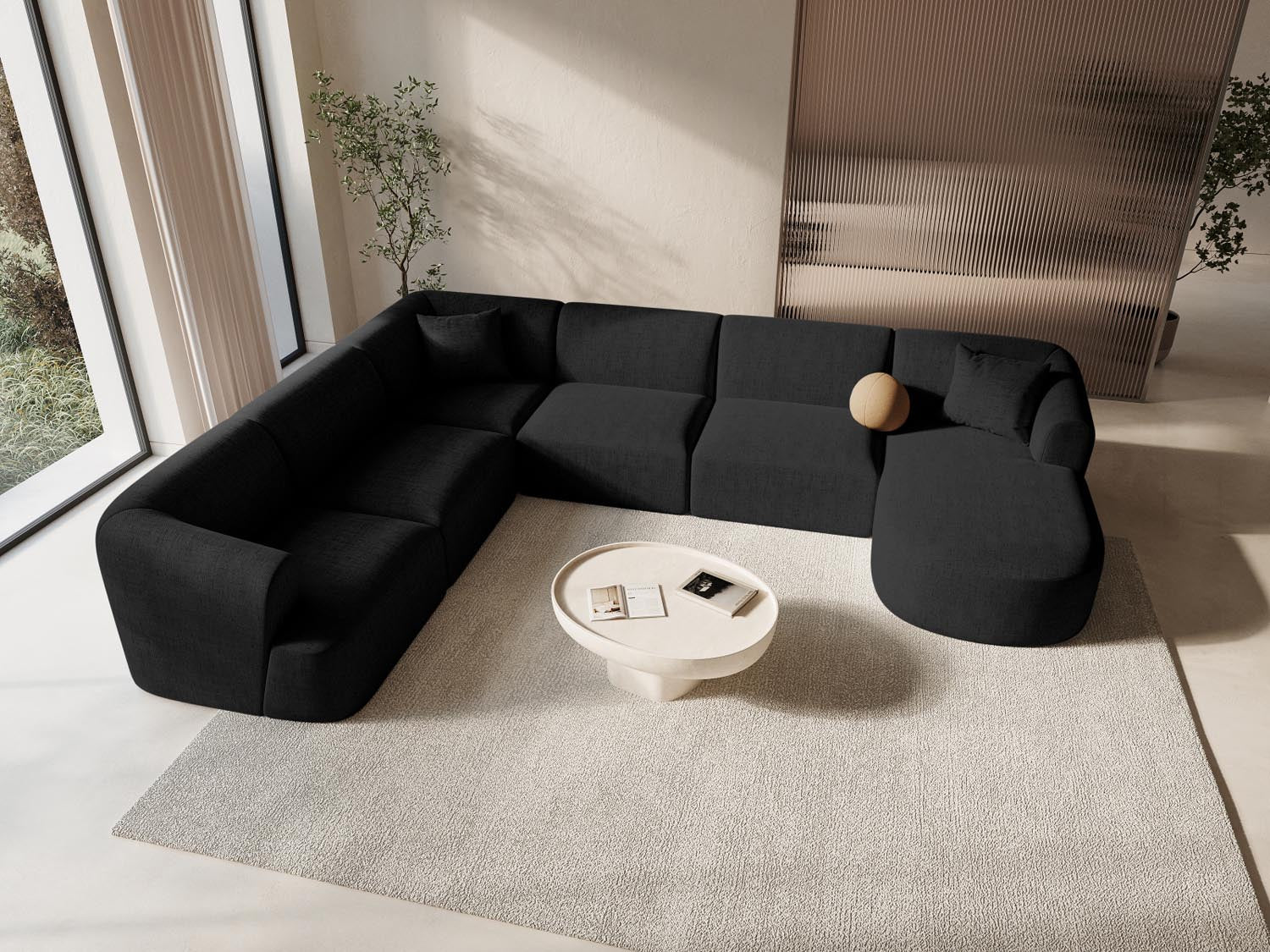 Erleben Sie das Campi Modular Panoramic Ecksofa links von Cosmopolitan Design – ein stilvolles 7-Sitzer Sofa, das modernen Komfort und Eleganz perfekt kombiniert.