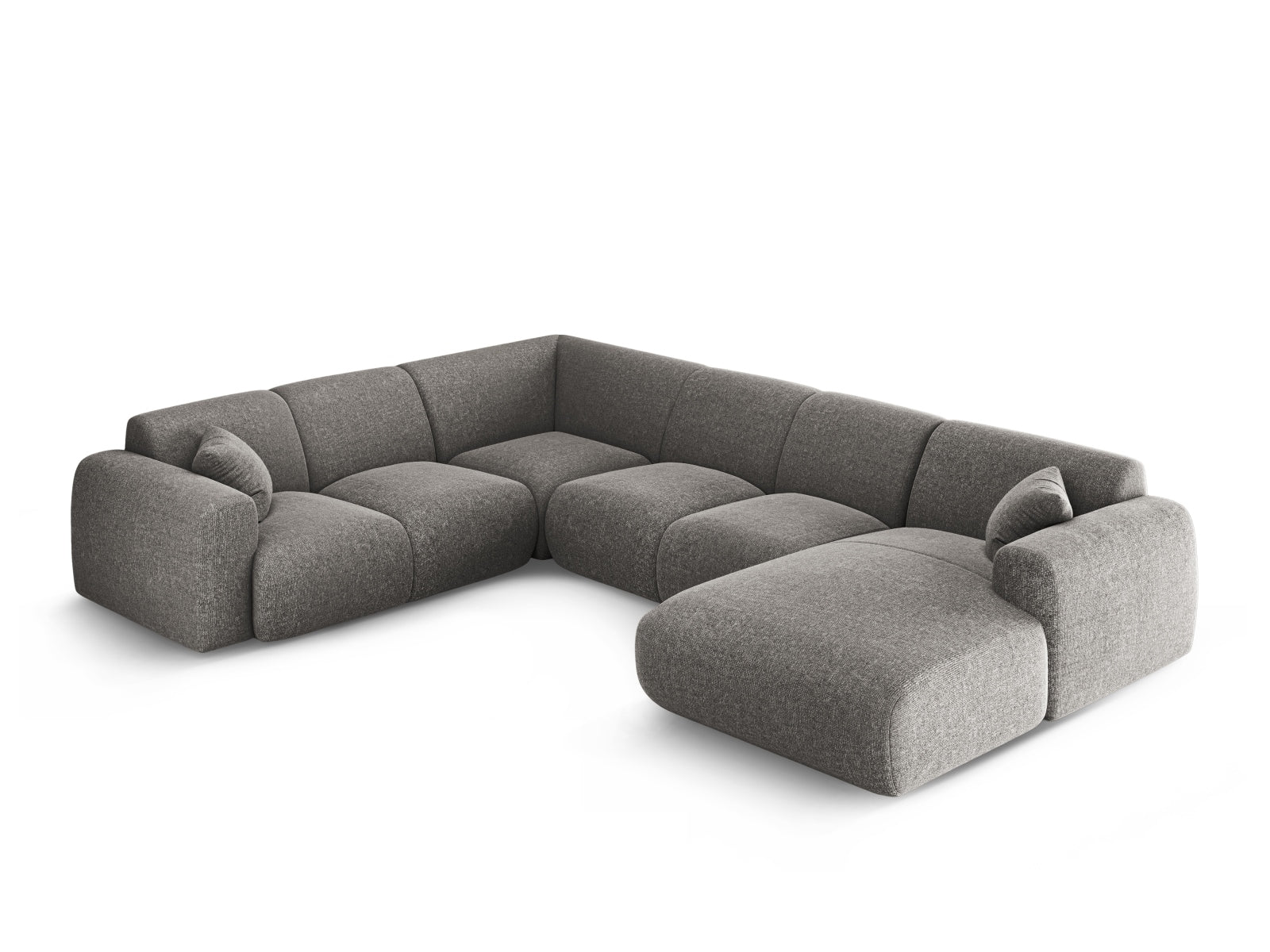 Modernes Nolio Panoramic Ecksofa links in Grau, großzügiges 6-Sitzer-Design, perfekt für gemütliche und stilvolle Wohnzimmer.