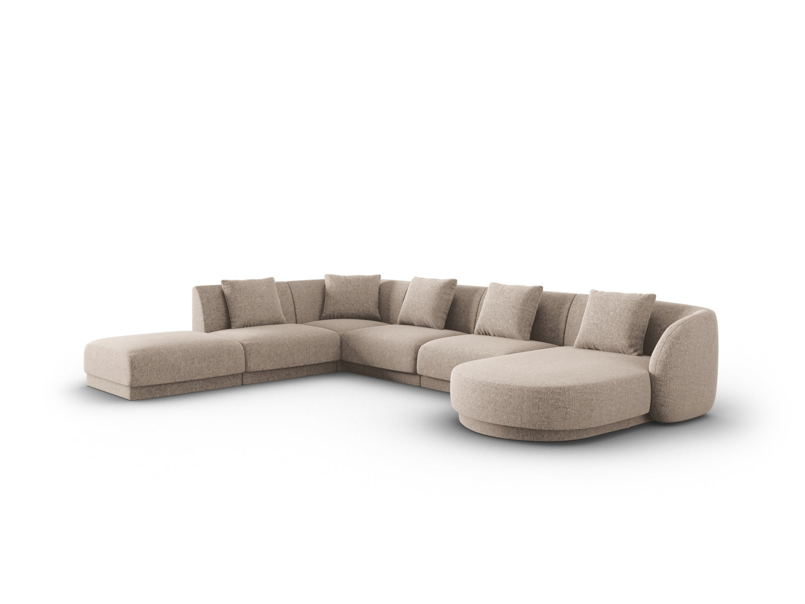 Beige Tulum Panoramic Ecksofa links, 6 Sitzer, 255 cm, stilvolles Design von Cosmopolitan Design, ideal für moderne Wohnräume.