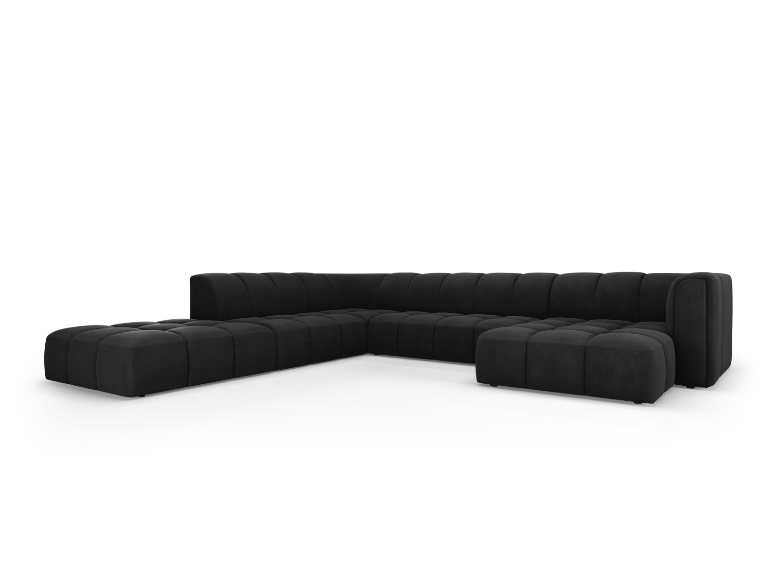 7-Sitzer Modular Ecksofa Panoramic links Moritz in Black-Rebel präsentiert im Onlineshop von KAQTU Design AG. Ecksofa links ist von Cosmopolitan Design