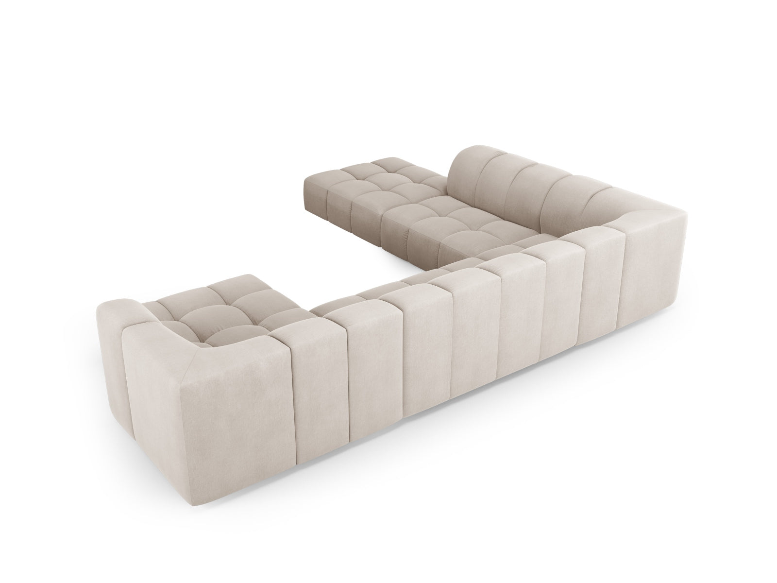 7-Sitzer Modular Ecksofa Panoramic links Moritz in Beige-Rebel präsentiert im Onlineshop von KAQTU Design AG. Ecksofa links ist von Cosmopolitan Design