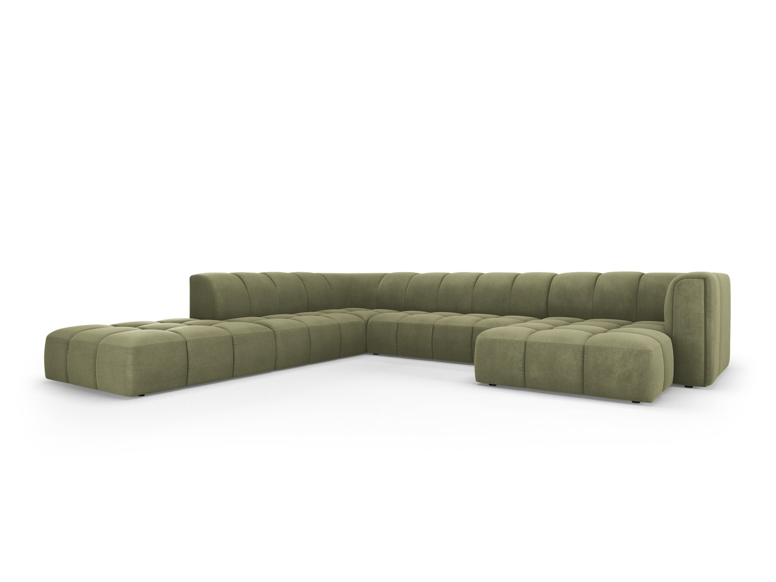 7-Sitzer Modular Ecksofa Panoramic links Moritz in Light Green-Rebel präsentiert im Onlineshop von KAQTU Design AG. Ecksofa links ist von Cosmopolitan Design