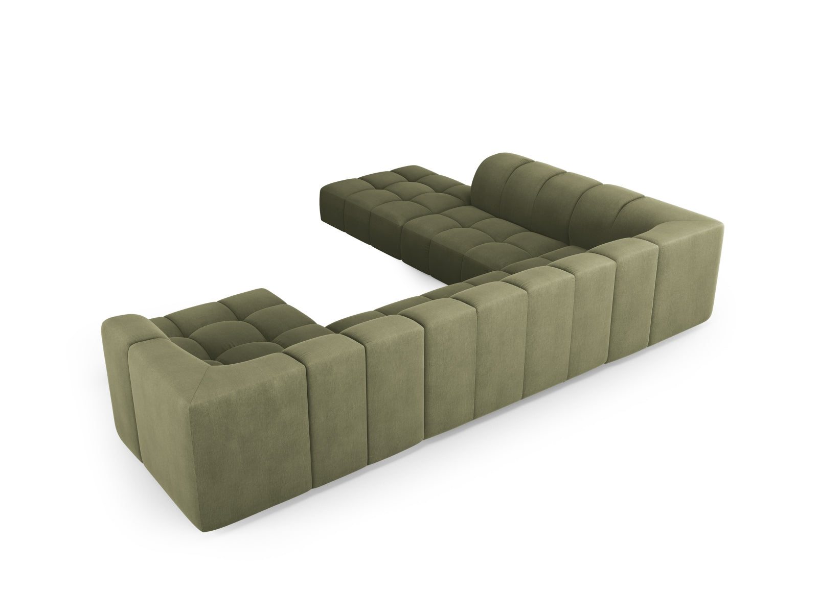 7-Sitzer Modular Ecksofa Panoramic links Moritz in Light Green-Rebel präsentiert im Onlineshop von KAQTU Design AG. Ecksofa links ist von Cosmopolitan Design