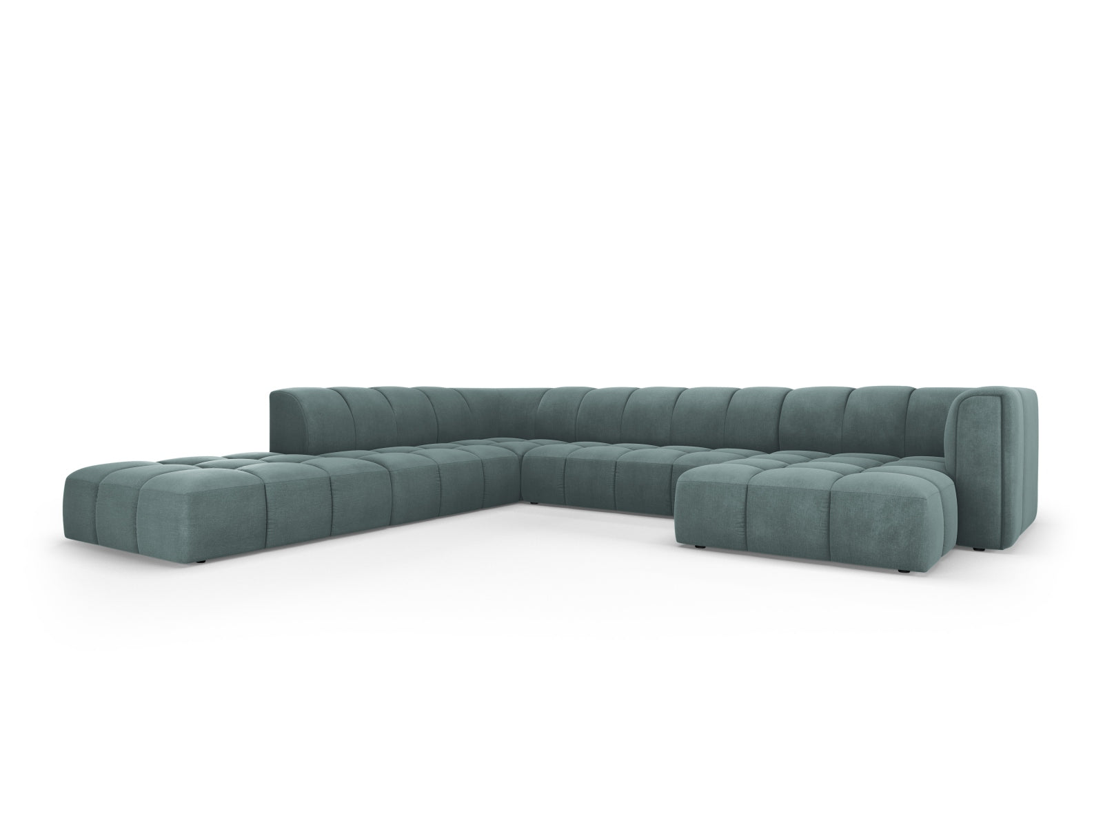 7-Sitzer Modular Ecksofa Panoramic links Moritz in Sea Green-Rebel präsentiert im Onlineshop von KAQTU Design AG. Ecksofa links ist von Cosmopolitan Design