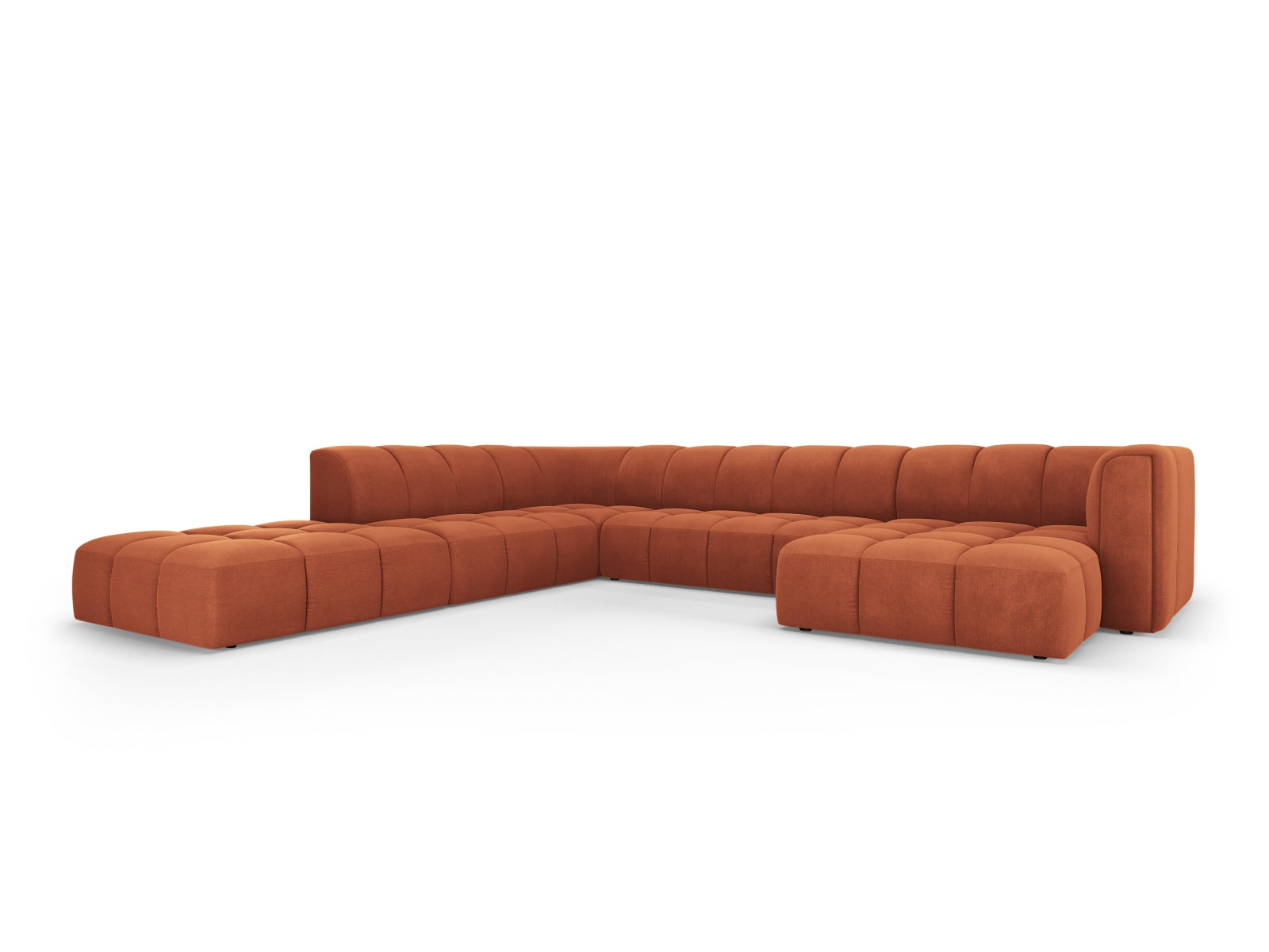 7-Sitzer Modular Ecksofa Panoramic links Moritz in Orange-Rebel präsentiert im Onlineshop von KAQTU Design AG. Ecksofa links ist von Cosmopolitan Design
