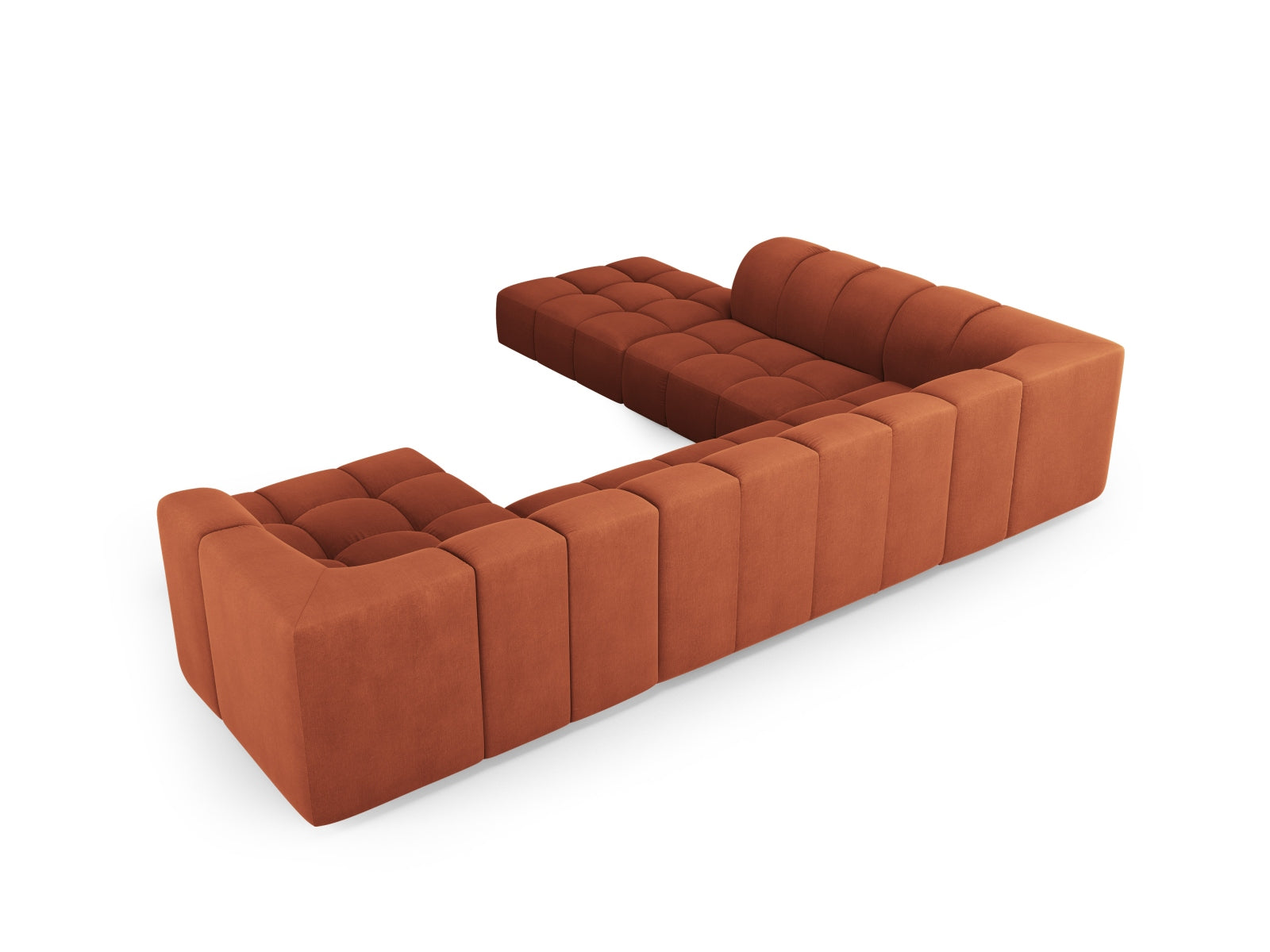 7-Sitzer Modular Ecksofa Panoramic links Moritz in Orange-Rebel präsentiert im Onlineshop von KAQTU Design AG. Ecksofa links ist von Cosmopolitan Design