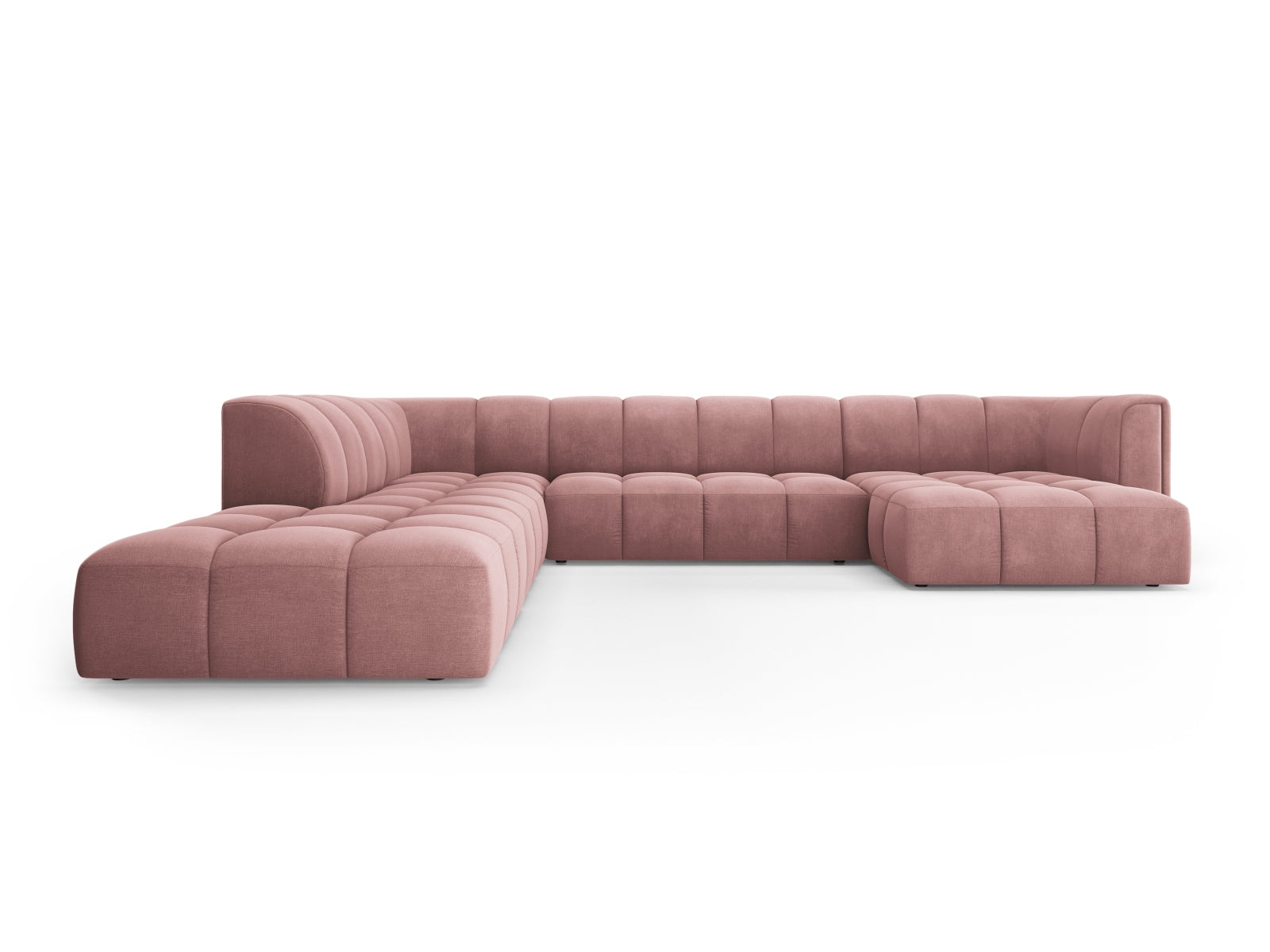 7-Sitzer Modular Ecksofa Panoramic links Moritz in Pink-Rebel präsentiert im Onlineshop von KAQTU Design AG. Ecksofa links ist von Cosmopolitan Design