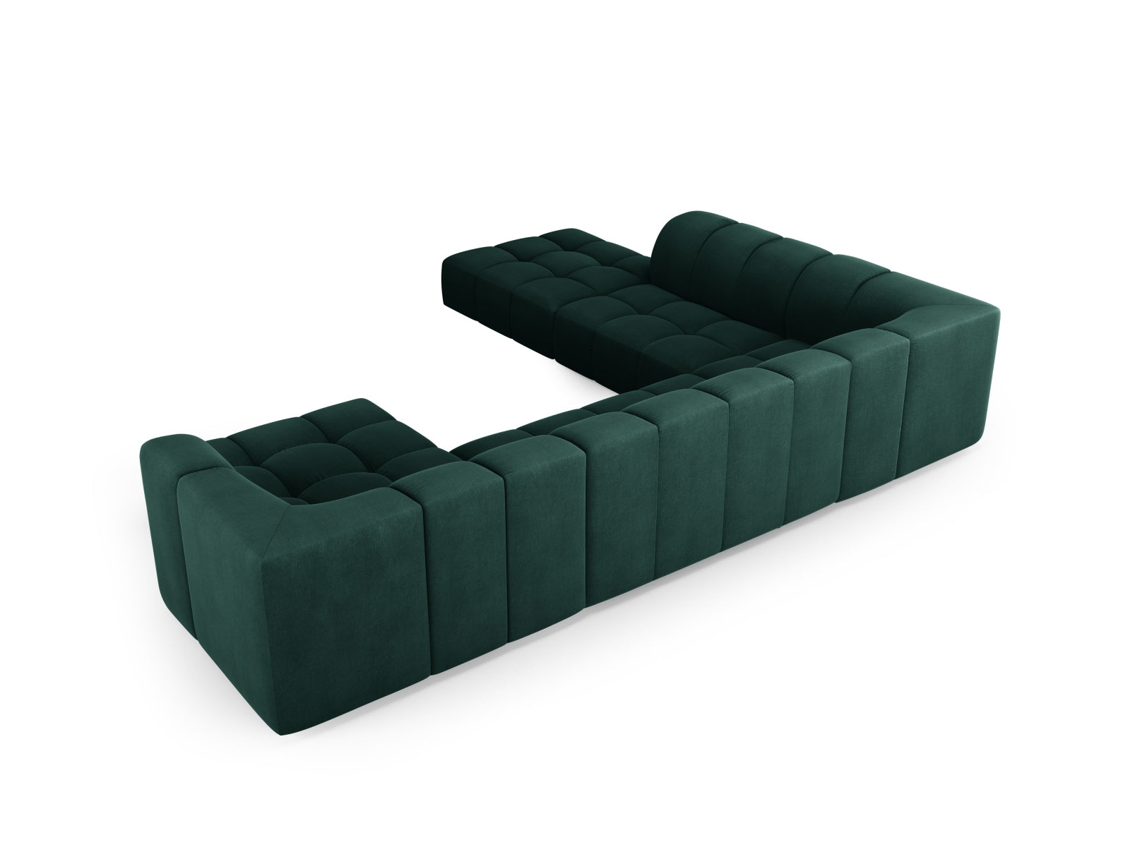 7-Sitzer Modular Ecksofa Panoramic links Moritz in Bottle Green-Rebel präsentiert im Onlineshop von KAQTU Design AG. Ecksofa links ist von Cosmopolitan Design