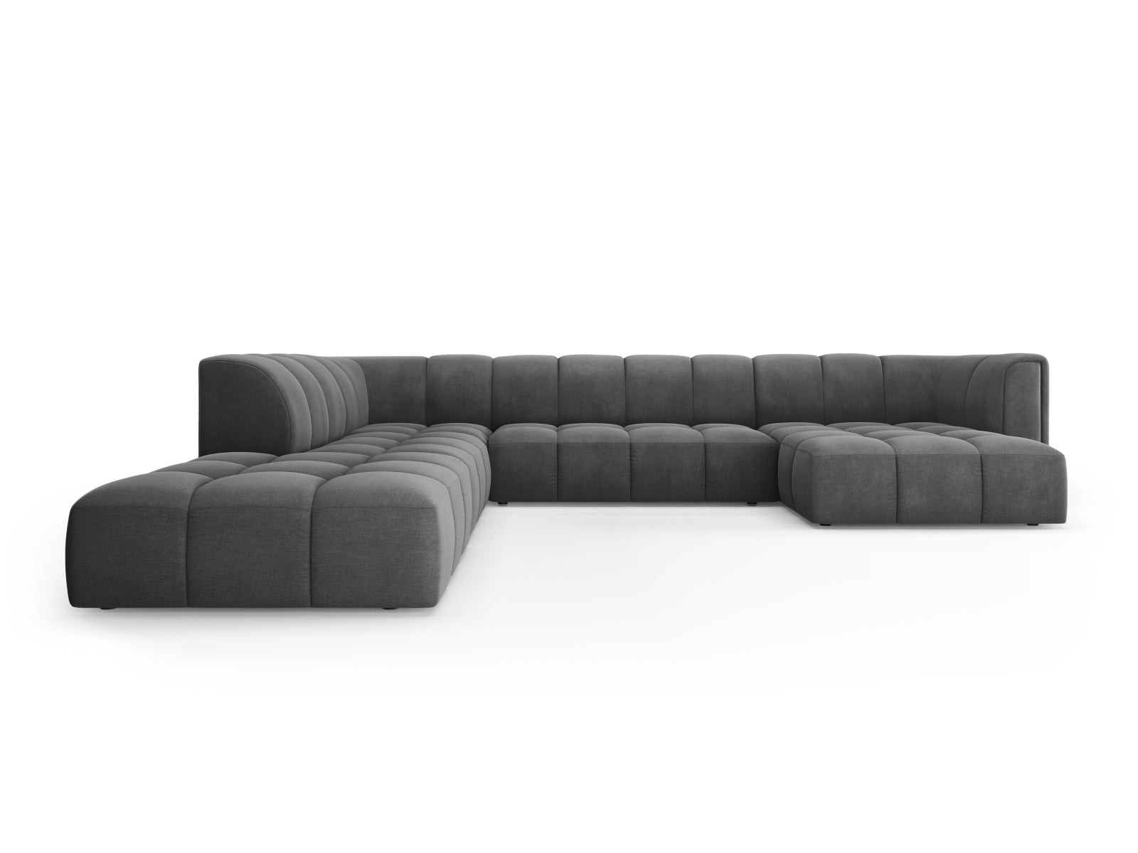 7-Sitzer Modular Ecksofa Panoramic links Moritz in Dark Grey-Rebel präsentiert im Onlineshop von KAQTU Design AG. Ecksofa links ist von Cosmopolitan Design