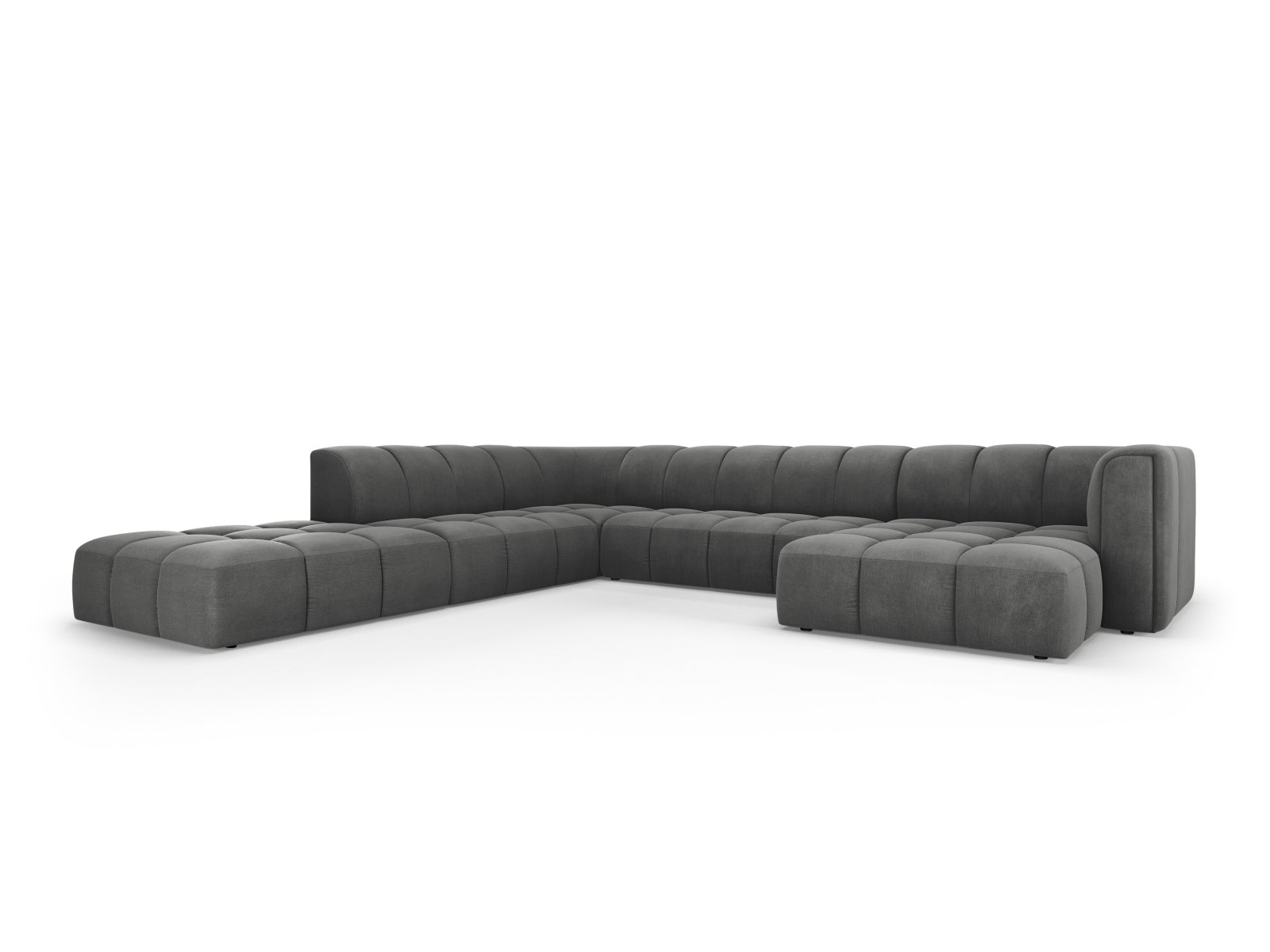 7-Sitzer Modular Ecksofa Panoramic links Moritz in Dark Grey-Rebel präsentiert im Onlineshop von KAQTU Design AG. Ecksofa links ist von Cosmopolitan Design