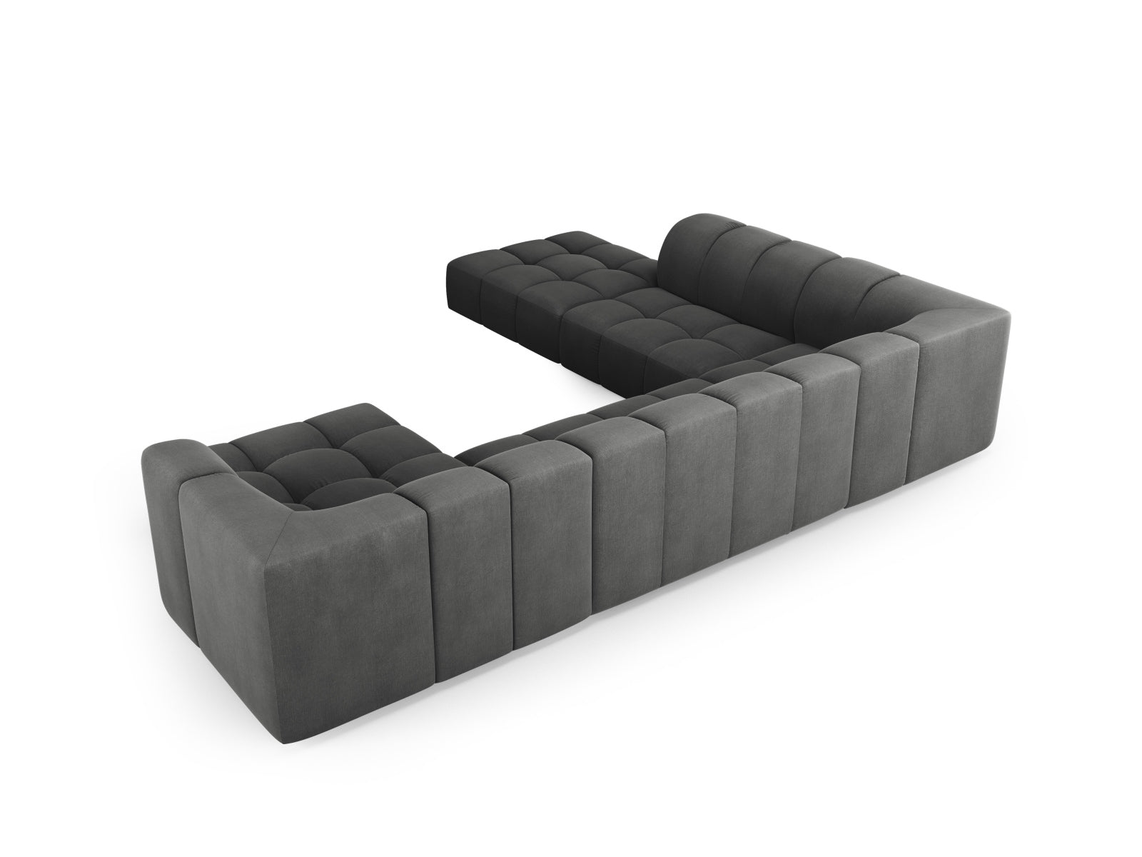 7-Sitzer Modular Ecksofa Panoramic links Moritz in Dark Grey-Rebel präsentiert im Onlineshop von KAQTU Design AG. Ecksofa links ist von Cosmopolitan Design