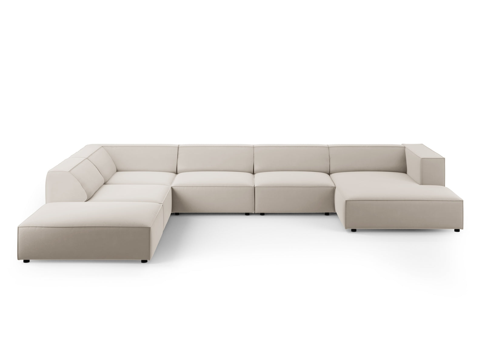 Arendal Velour Panoramic Ecksofa links 7 Sitzer in Ecru-Casino präsentiert im Onlineshop von KAQTU Design AG. Ecksofa links ist von Cosmopolitan Design