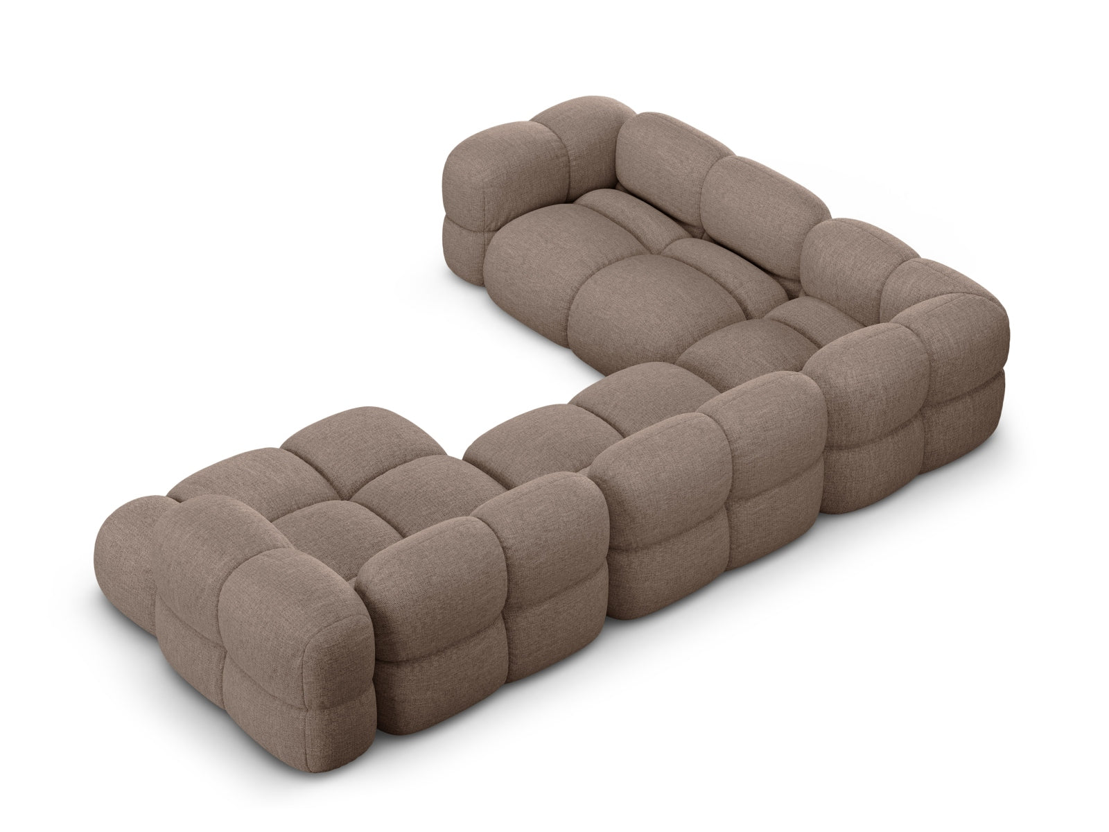 Modernes Loretto Panoramic Ecksofa links, 5 Sitzer, 250cm, in ansprechendem Cappuccino-Sorella, ideal für gemütliche Wohnräume.