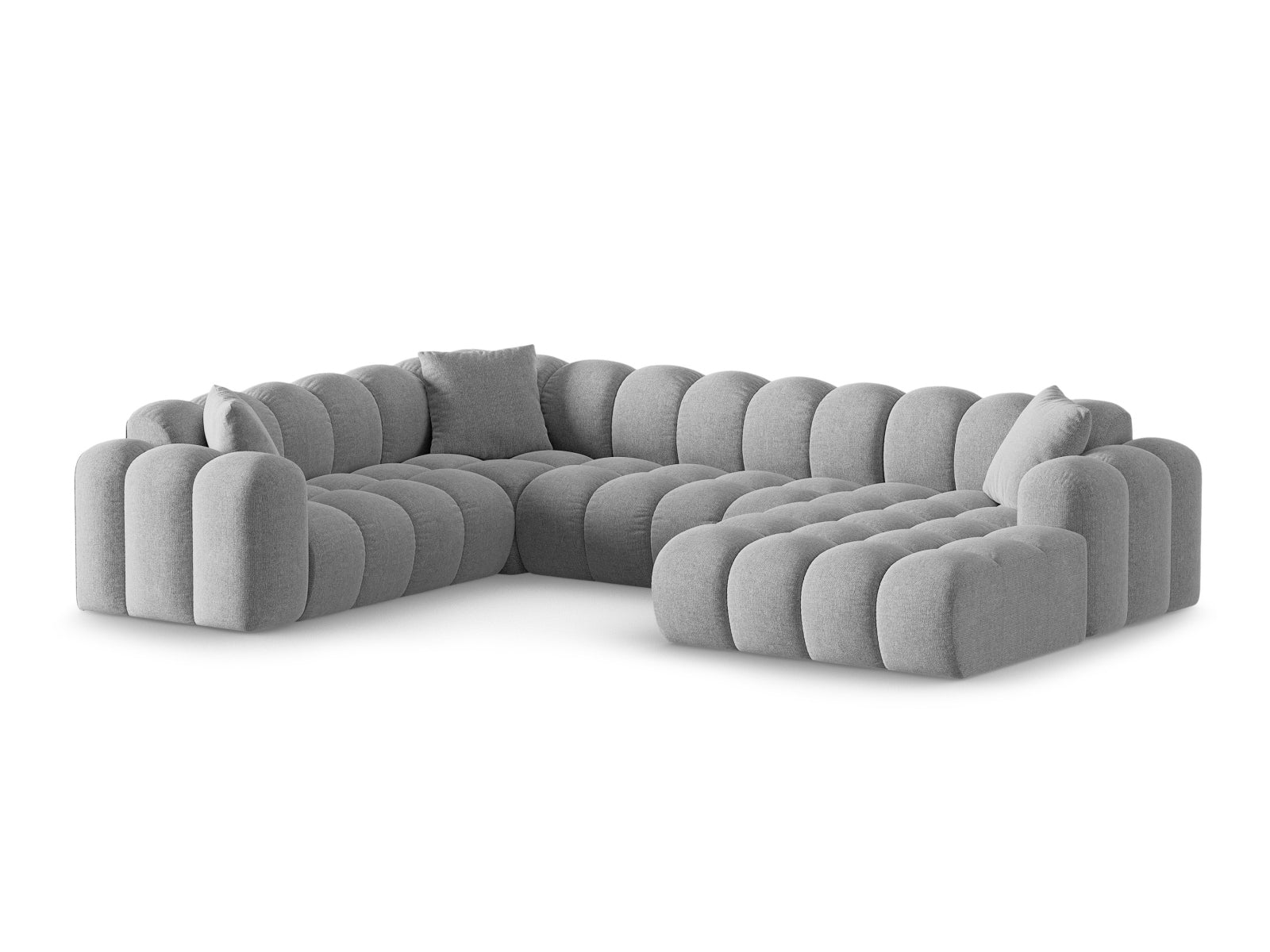 Stylisches 4-Sitzer Ecksofa links Panoramic Treno in hellem Grau, ideal für moderne Wohnräume, präsentiert von Cosmopolitan Design.