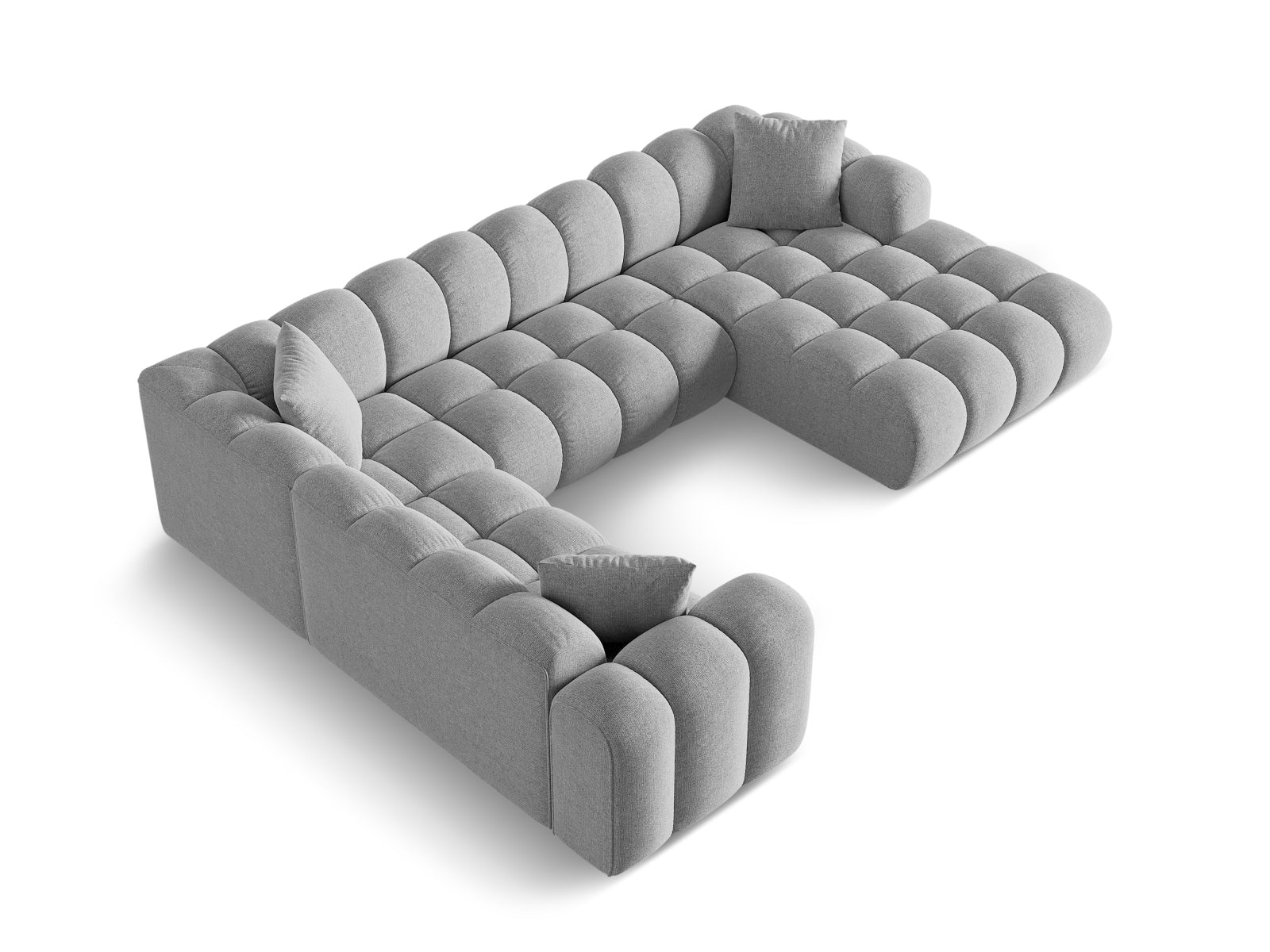 Modernes 4-Sitzer Ecksofa links Panoramic Treno in zeitlosem Grau, ideal für gemütliche und stilvolle Wohnräume von Cosmopolitan Design.
