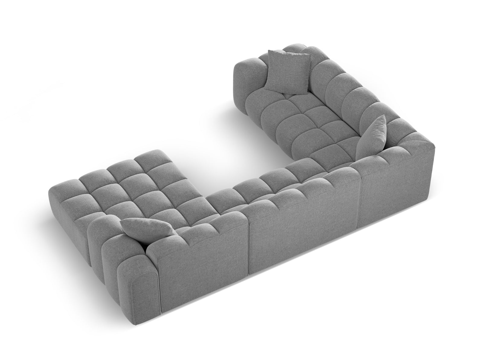 Elegantes 4-Sitzer Ecksofa links Panoramic Treno in neutralem Grau, perfekt für stilvolle und einladende Wohnbereiche von Cosmopolitan Design.