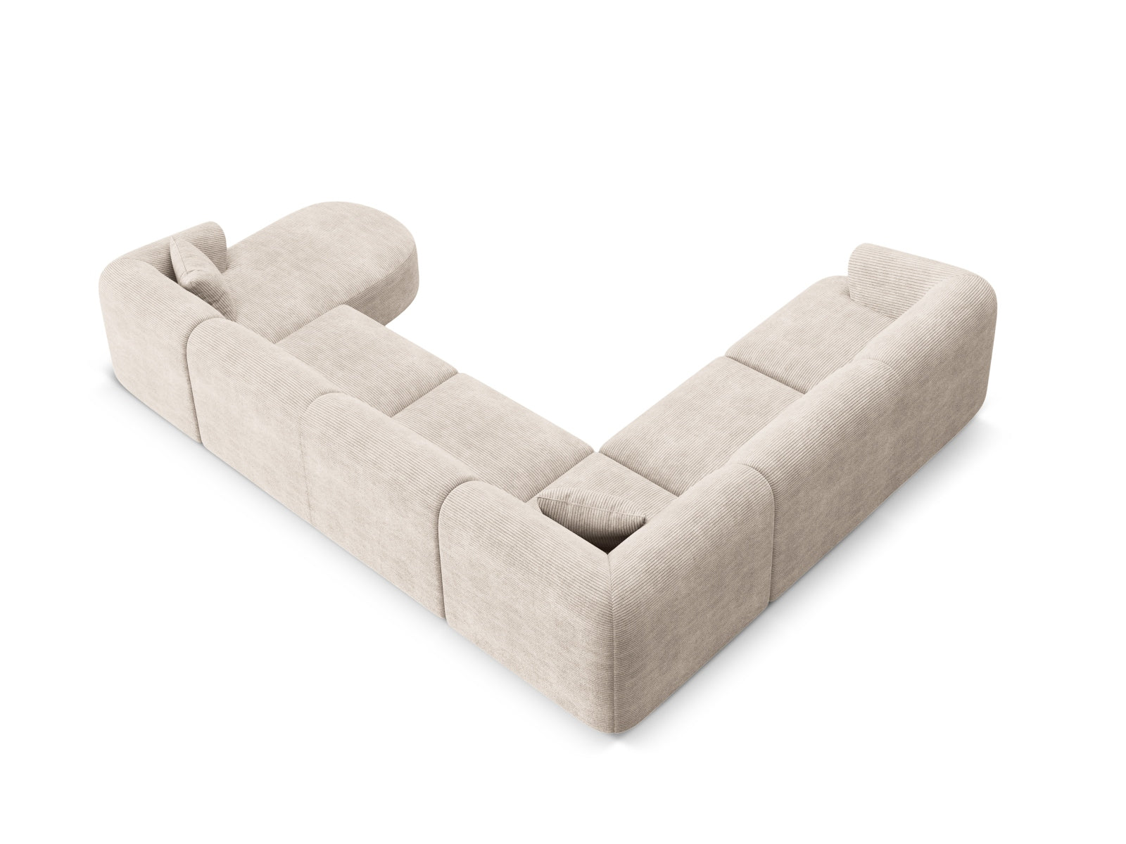 Entdecken Sie das Campi Modular Panoramic Ecksofa links von Cosmopolitan Design – ein elegantes 7-Sitzer Sofa, das modernen Komfort und stilvolles Design vereint.