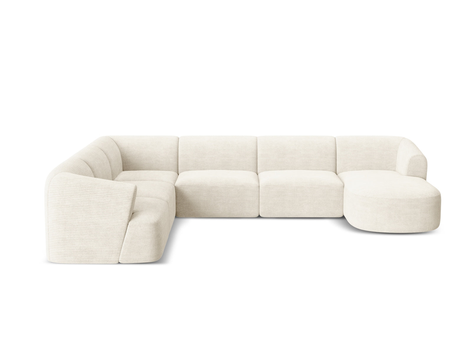 Erleben Sie das Campi Modular Panoramic Ecksofa links von Cosmopolitan Design – ein stilvolles 7-Sitzer Sofa, das Komfort und Eleganz perfekt kombiniert.