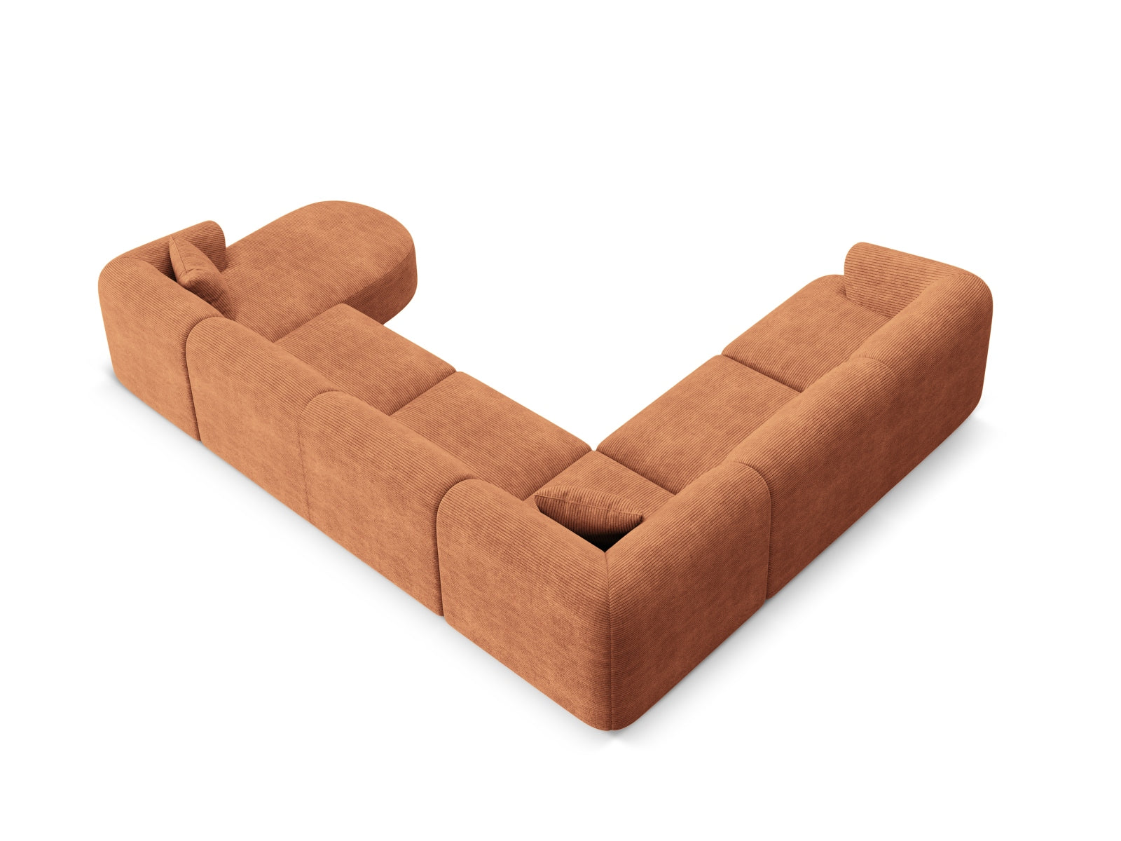 Entdecken Sie das Campi Modular Panoramic Ecksofa links von Cosmopolitan Design – ein elegantes 7-Sitzer Sofa, das modernen Komfort und stilvolles Design vereint.